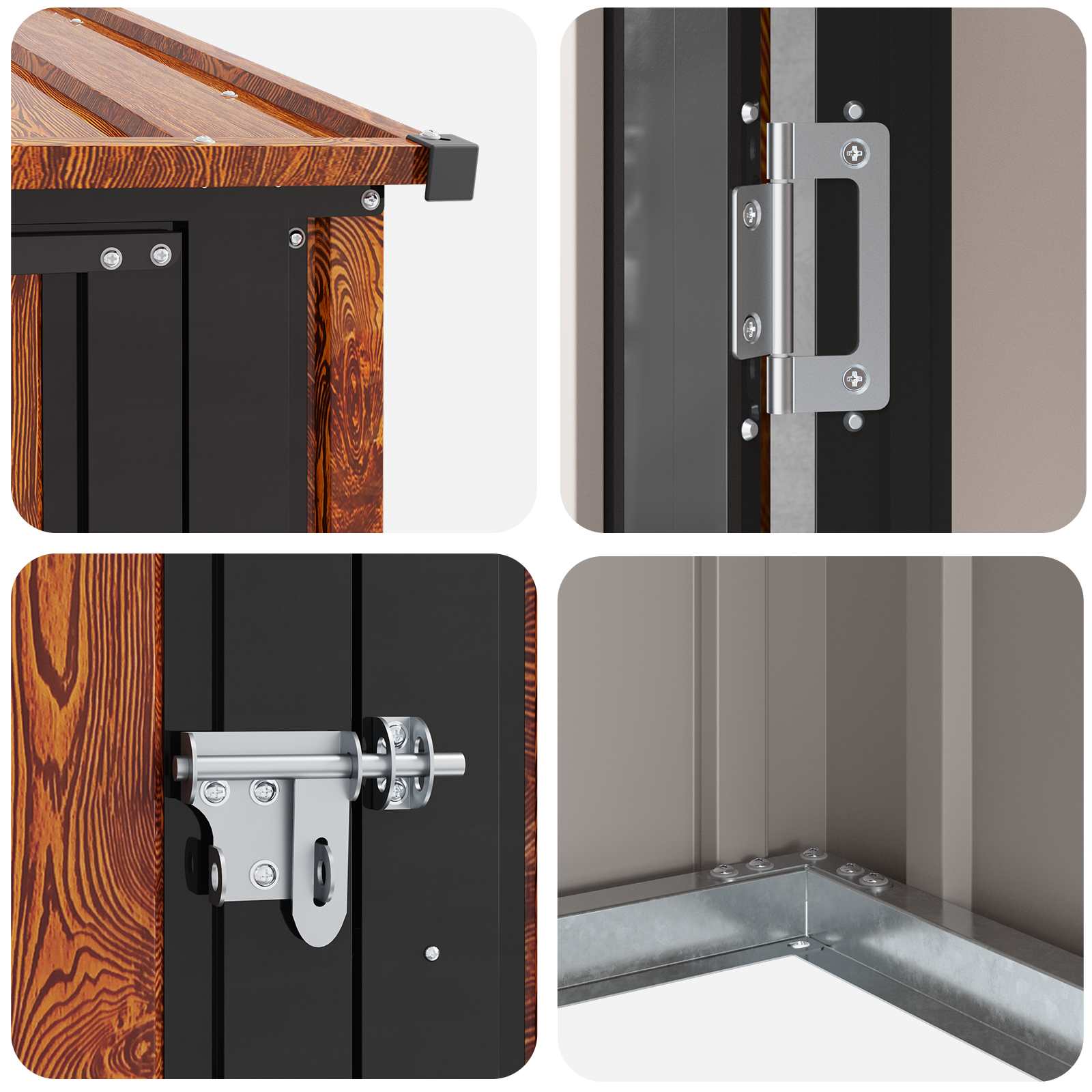 Kertiszerszámos házak barna 203 x 85,5 x 200 cm fém