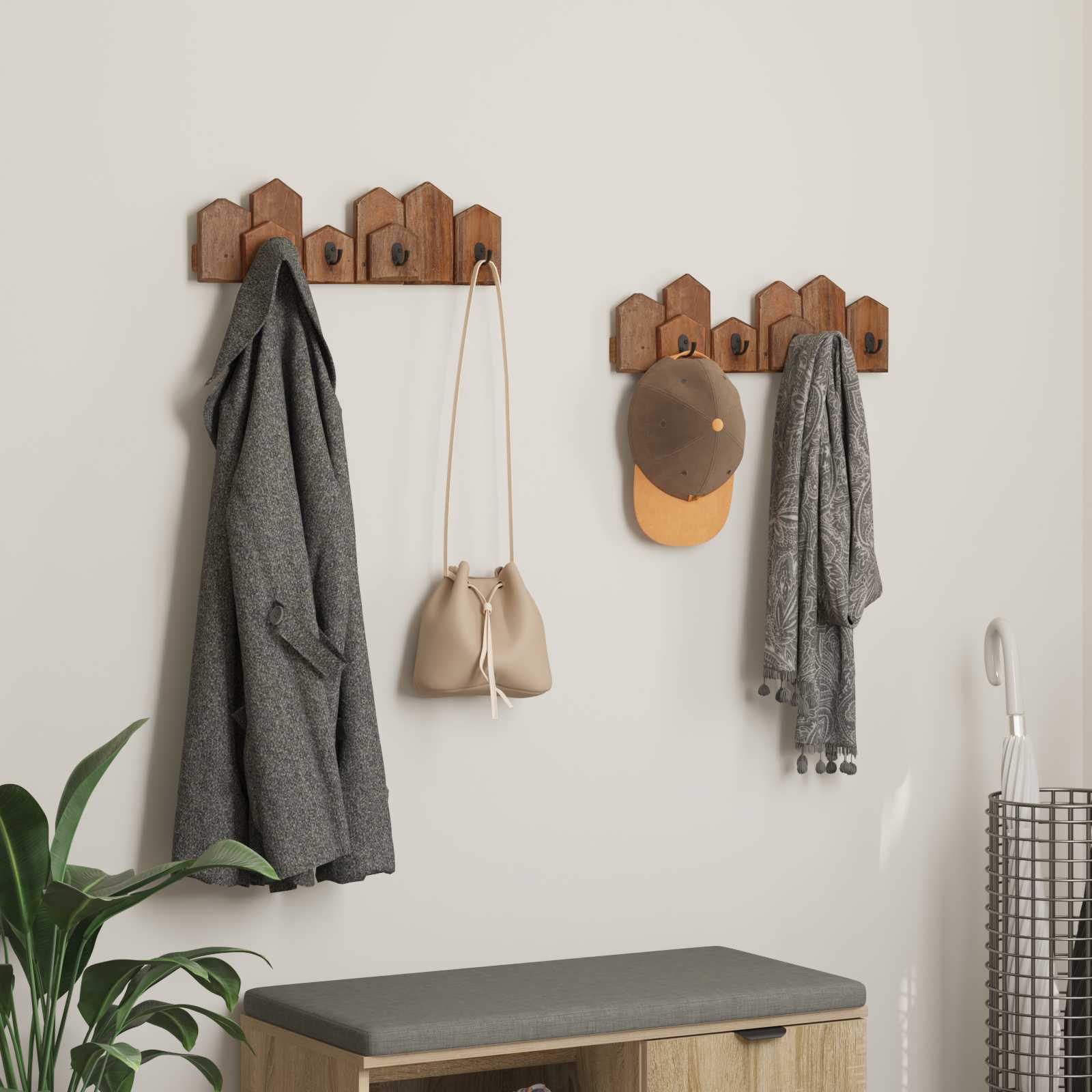 Fogas barna 48 x 8 x 15 cm tömör mahagóni fa