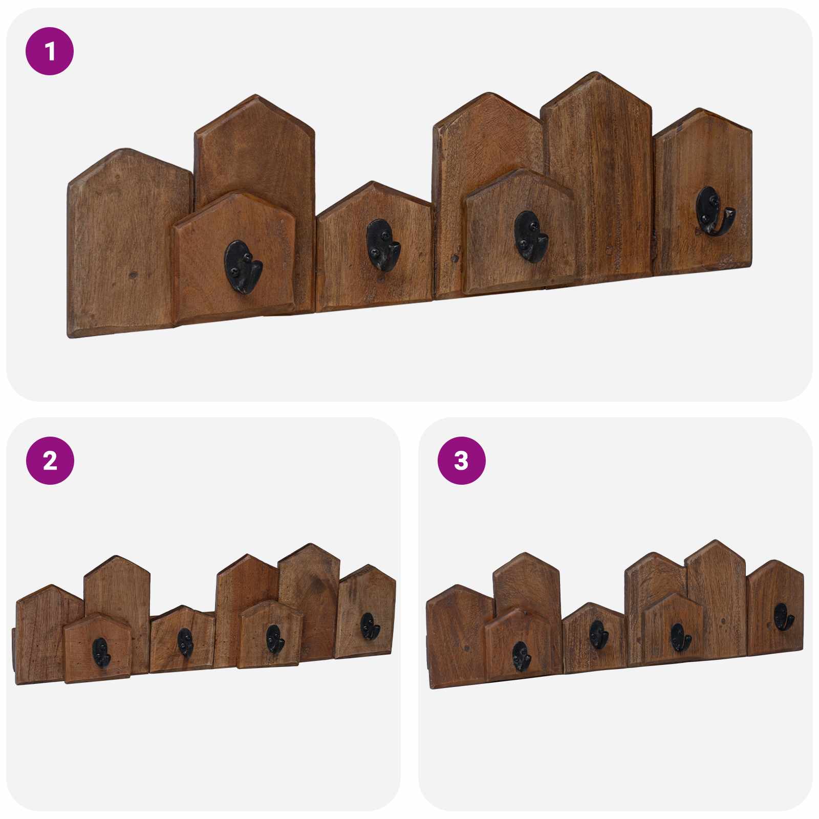 Fogas barna 48 x 8 x 15 cm tömör mahagóni fa