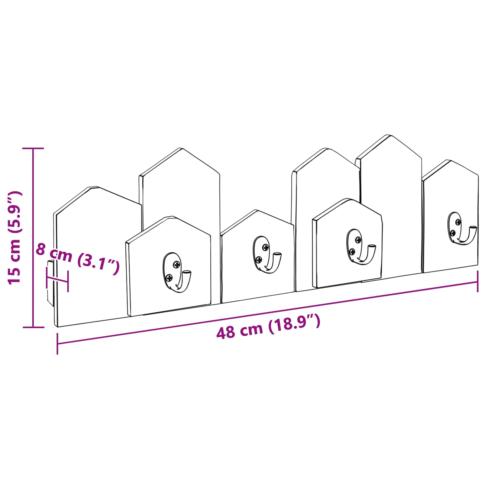 Fogas barna 48 x 8 x 15 cm tömör mahagóni fa