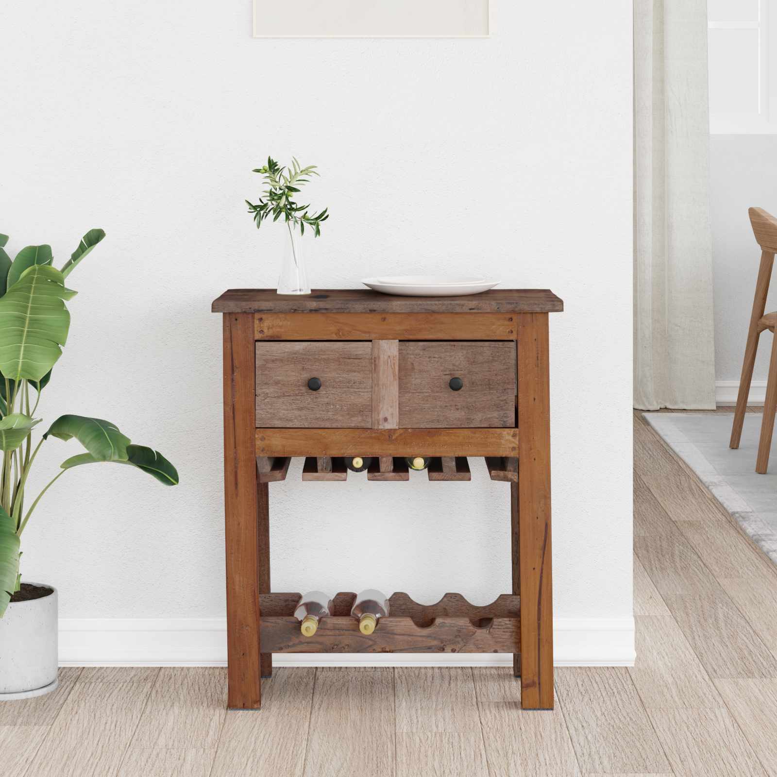 Cabinet barna 60 x 30 x 70 cm szilárd újrahasznosított fa