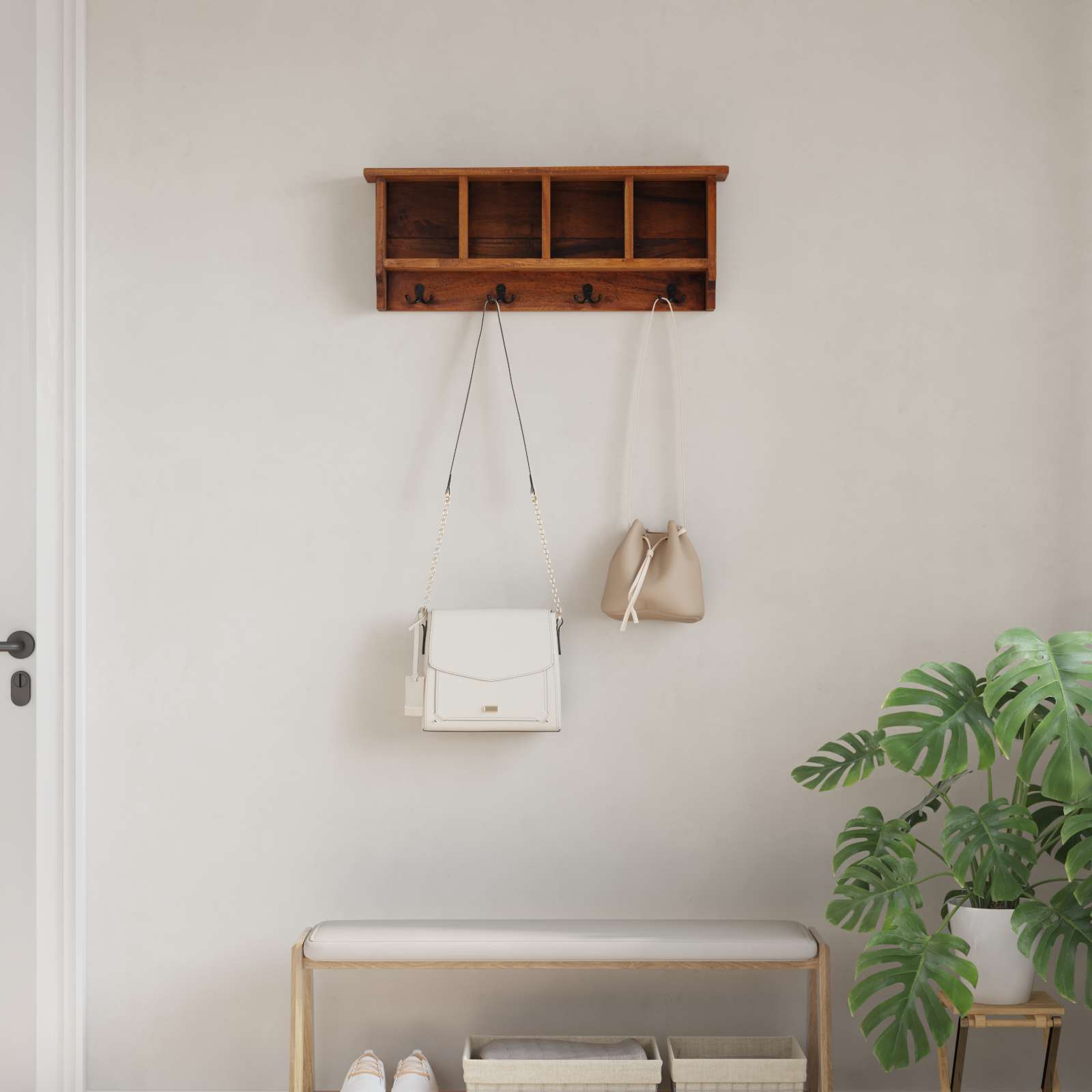 Fogas barna 70 x 11 x 27 cm tömör mahagóni fa