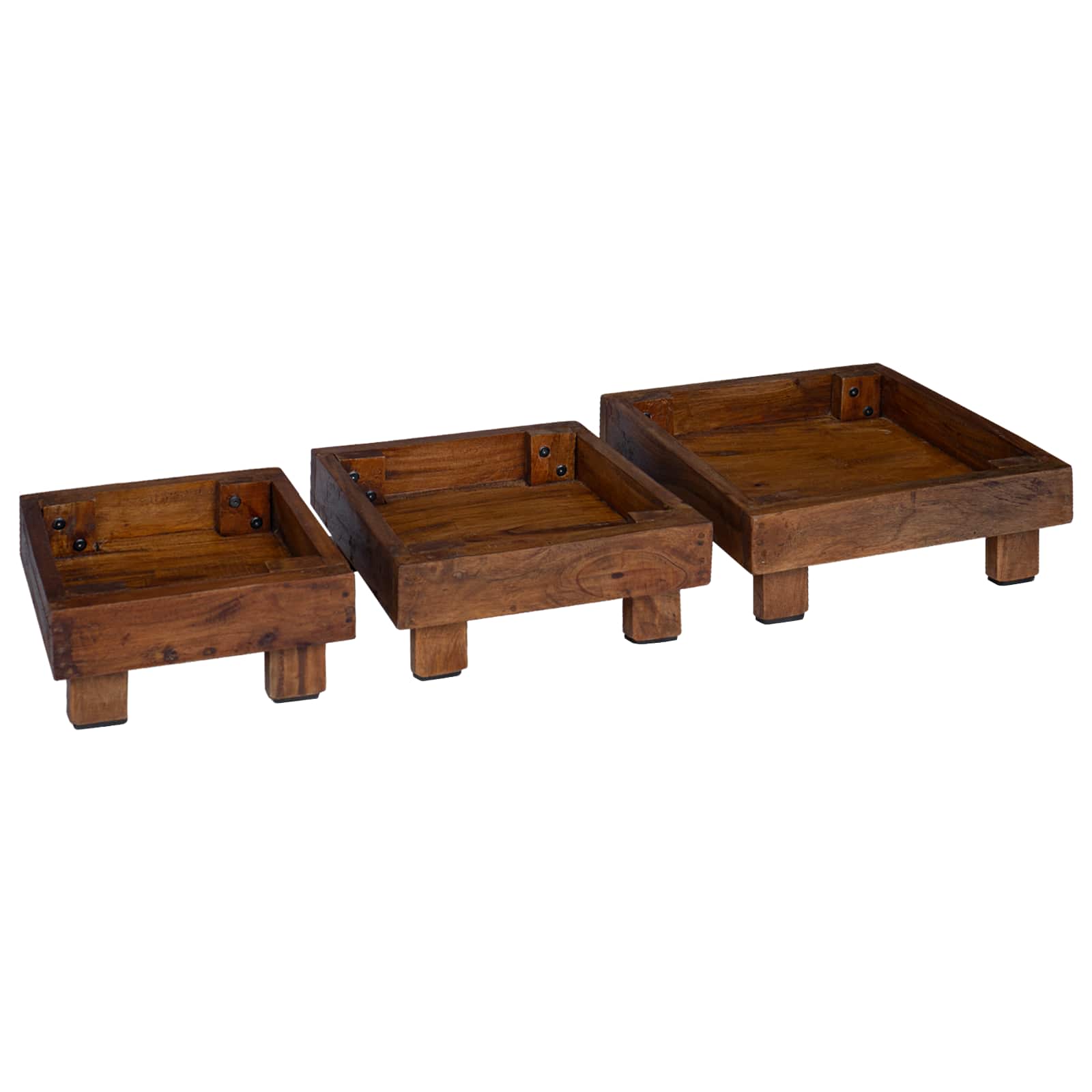 Növényállvány 3 pcs barna mahagóni fa