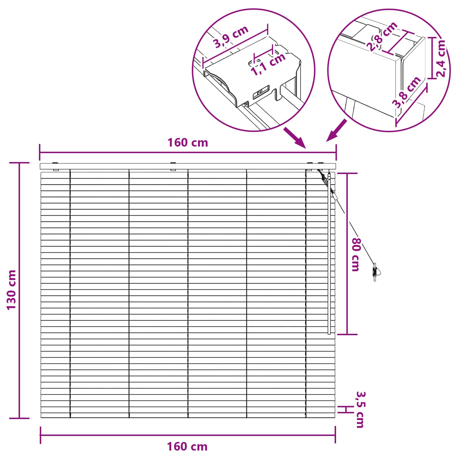 Zsaluzia sötét barna 160 x 130 cm 35 mm masszív paulownia fa
