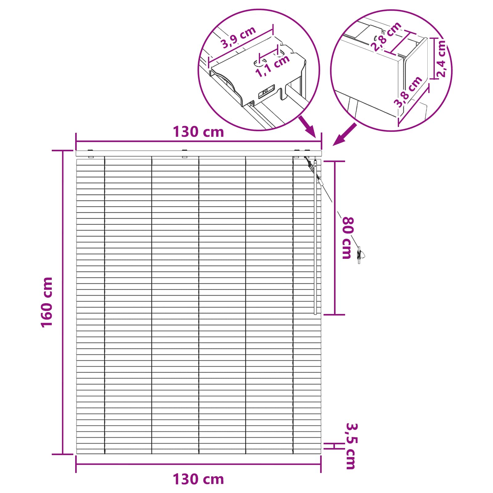 Zsaluzia sötét barna 130 x 160 cm 35 mm masszív paulownia fa