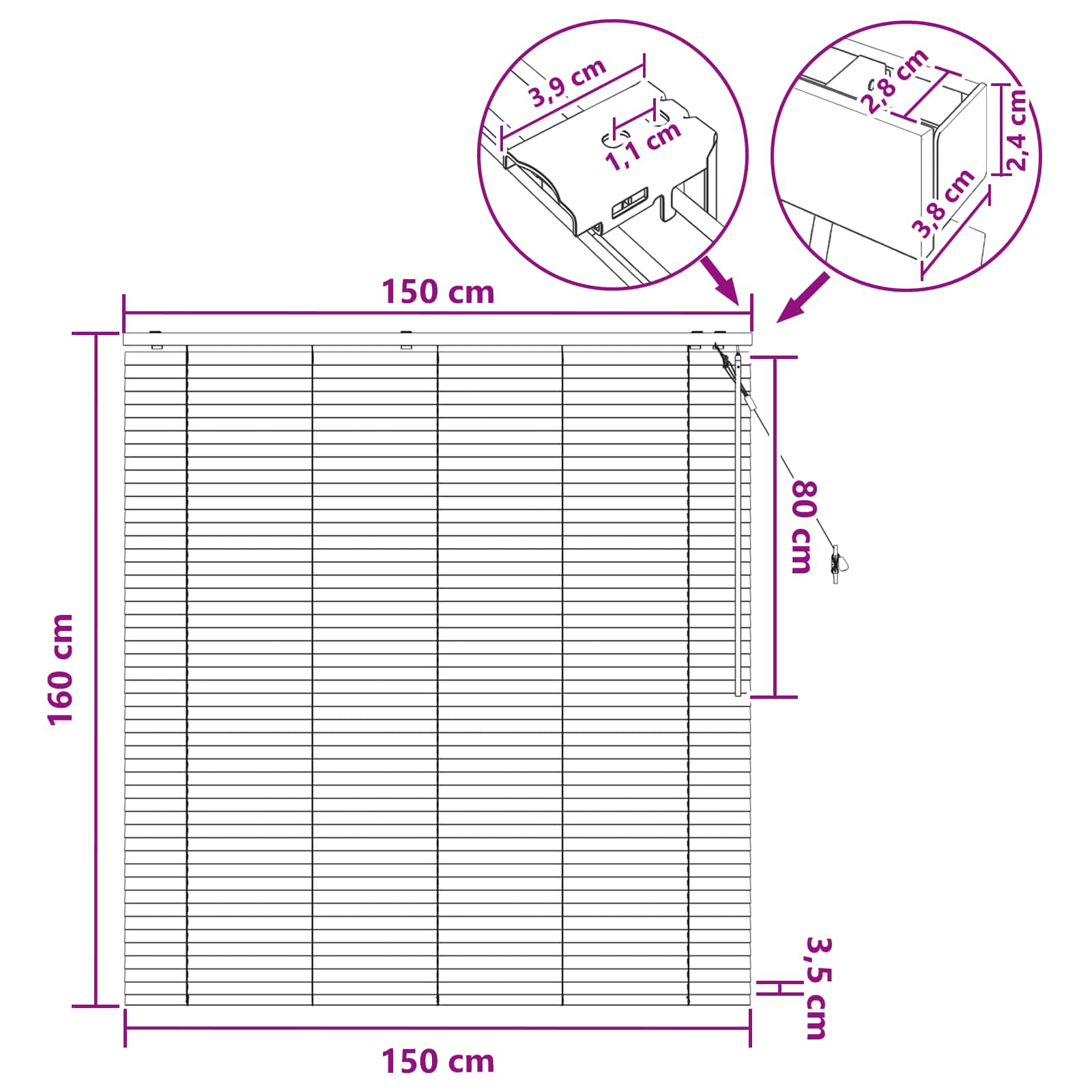 Zsaluzia sötét barna 150 x 160 cm 35 mm masszív paulownia fa