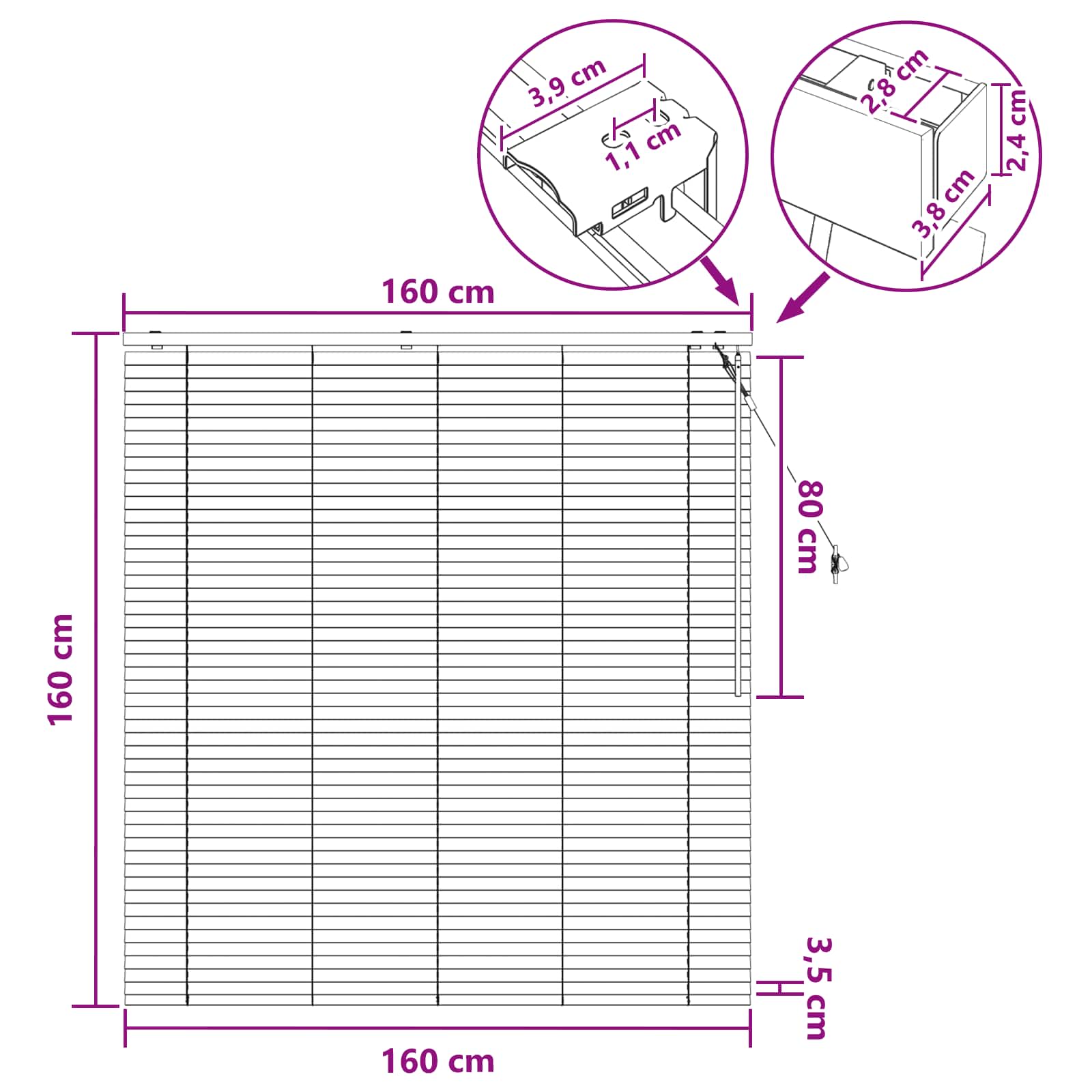 Zsaluzia sötét barna 160 x 160 cm 35 mm masszív paulownia fa