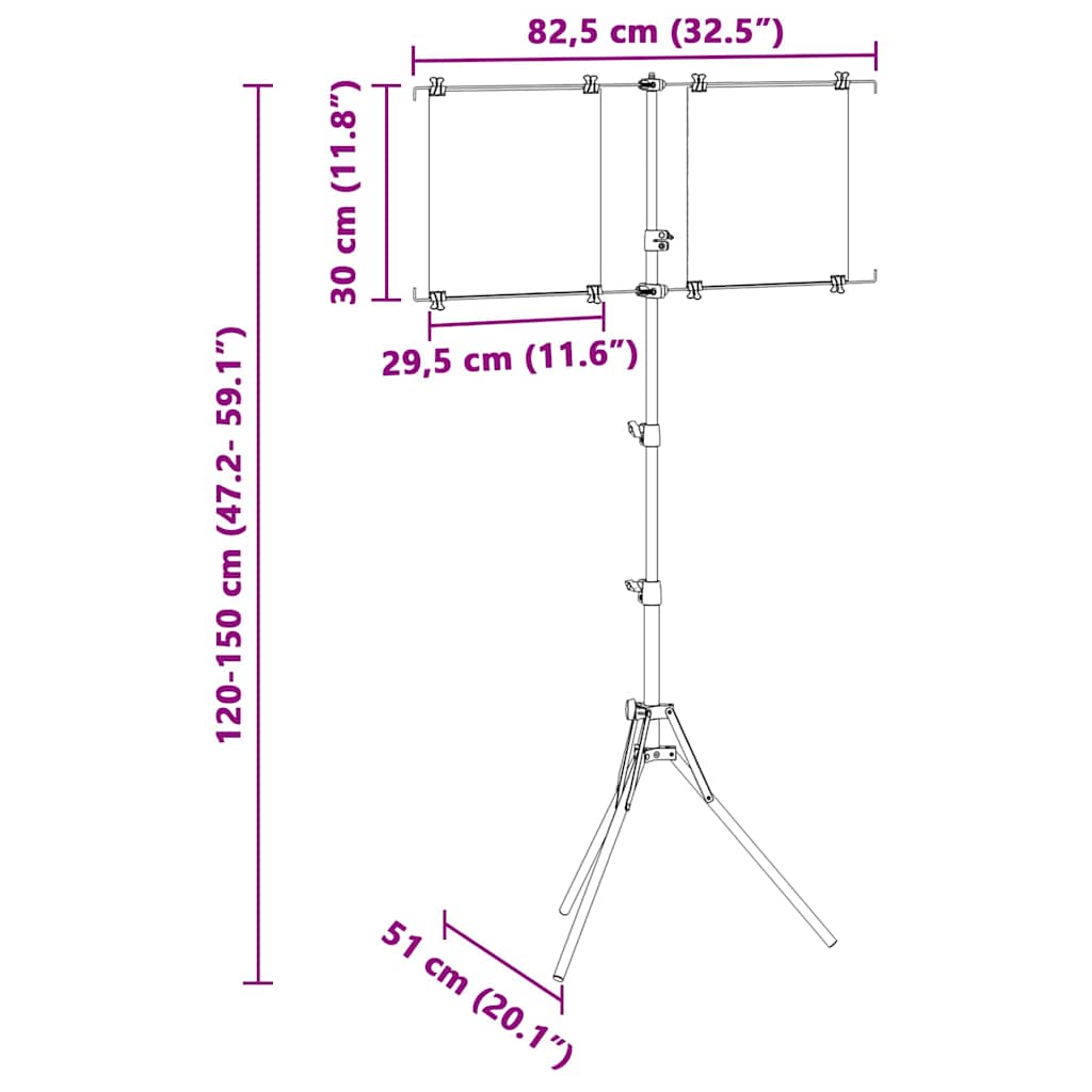 Céltábla állvány fekete és fehér 82,5 x 51 x 150 cm fém