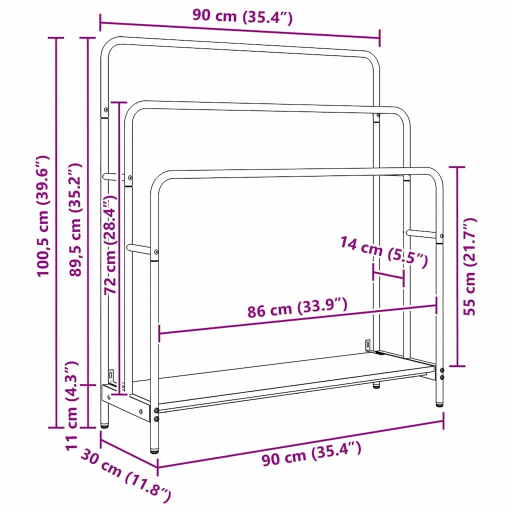 Ruhaszárító polcokkal füstölt tölgy 90 x 30 x 100.5 cm faanyag Ruhaszárító polcokkal füstölt tölgy 90 x 30 x 100.5 cm faanyag