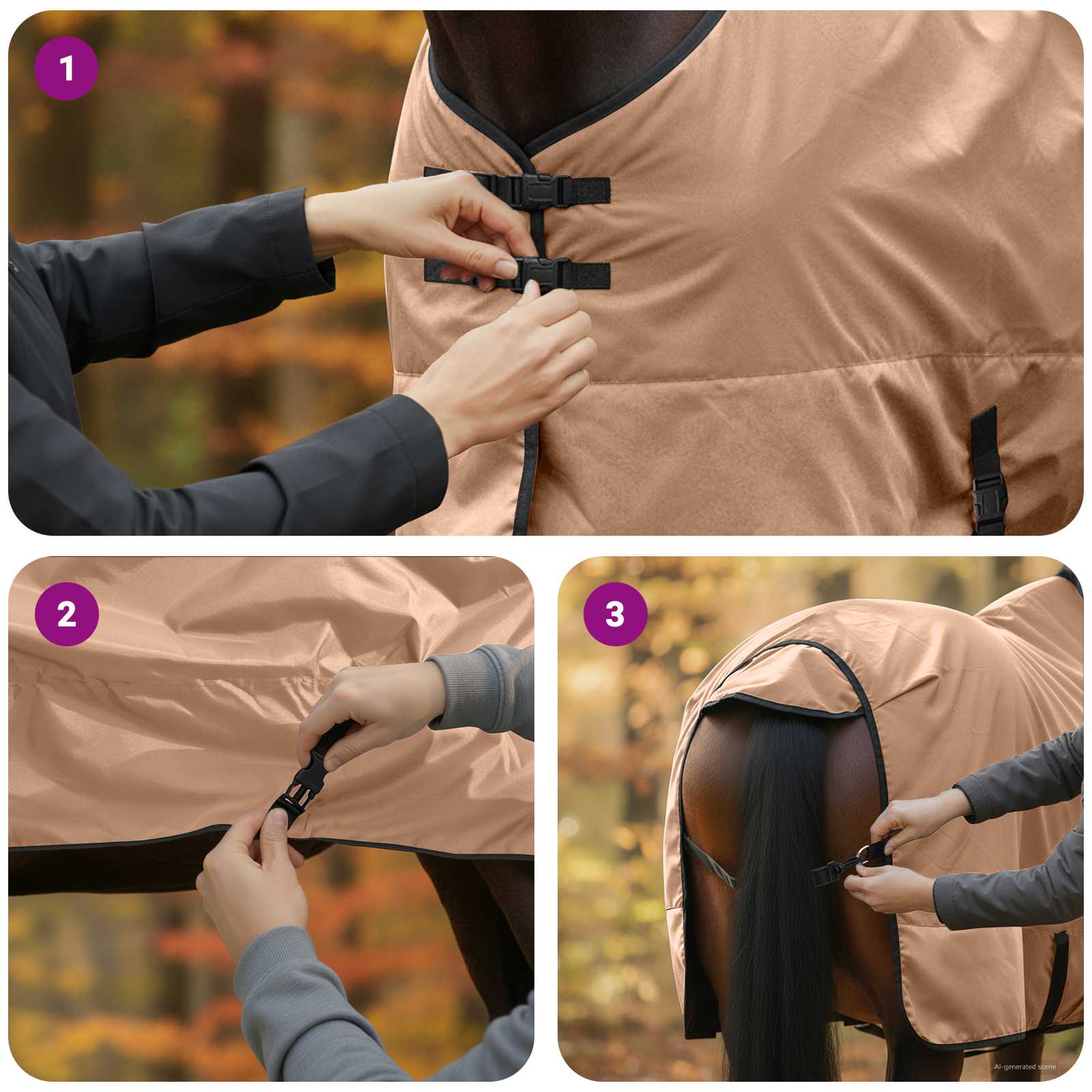 Ló takaró cappuccino 145 cm poliészter