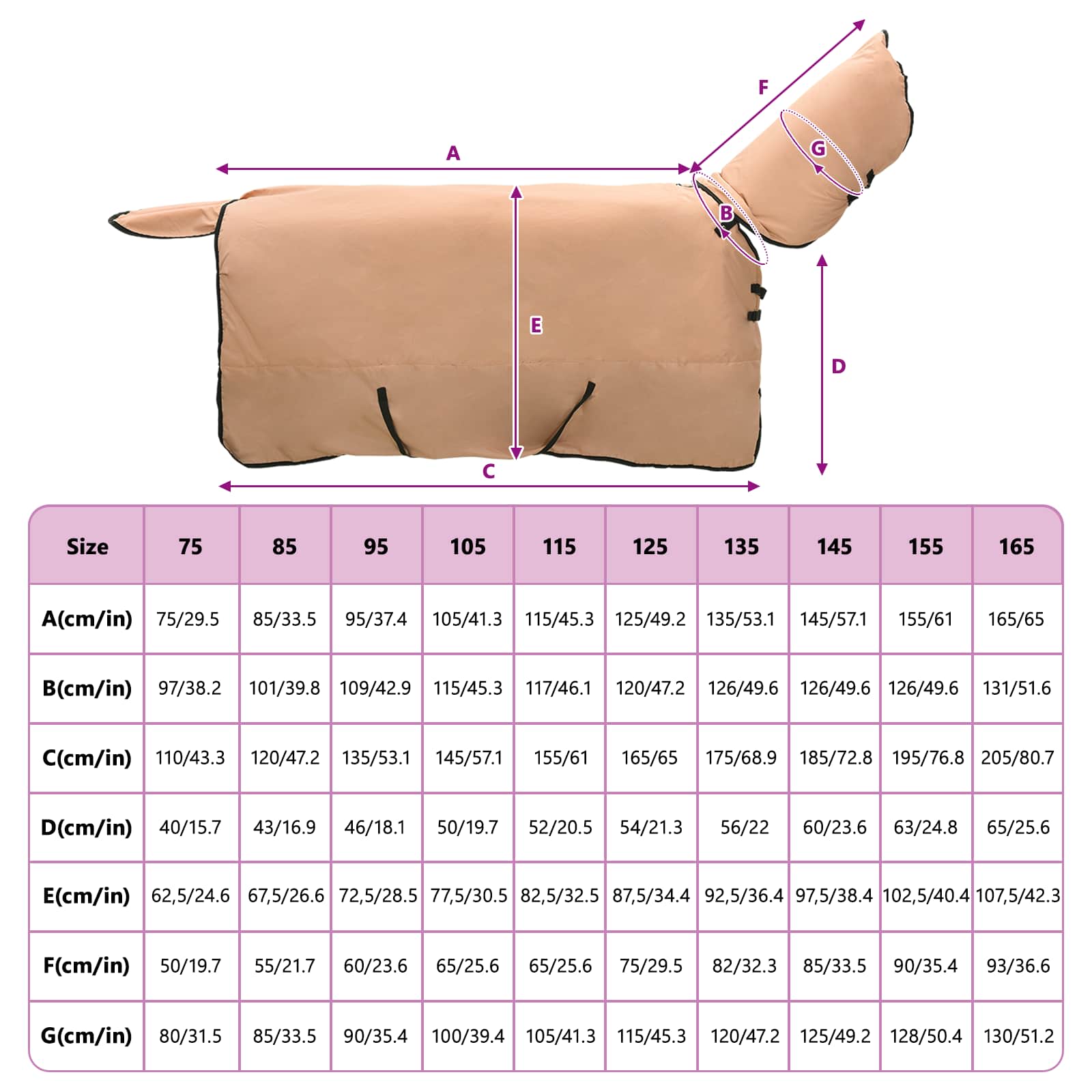 Ló takaró cappuccino 115 cm poliészter