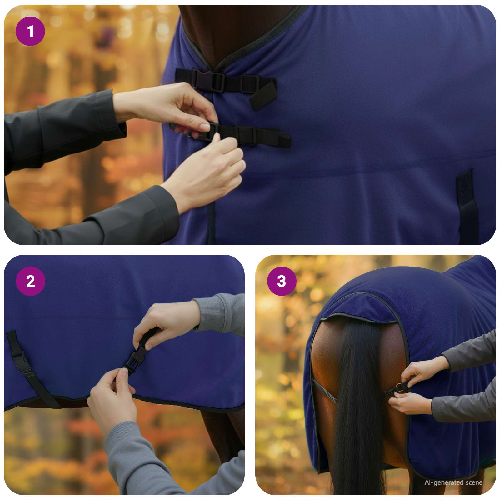 Ló takaró sötétkék 145 cm poliészter