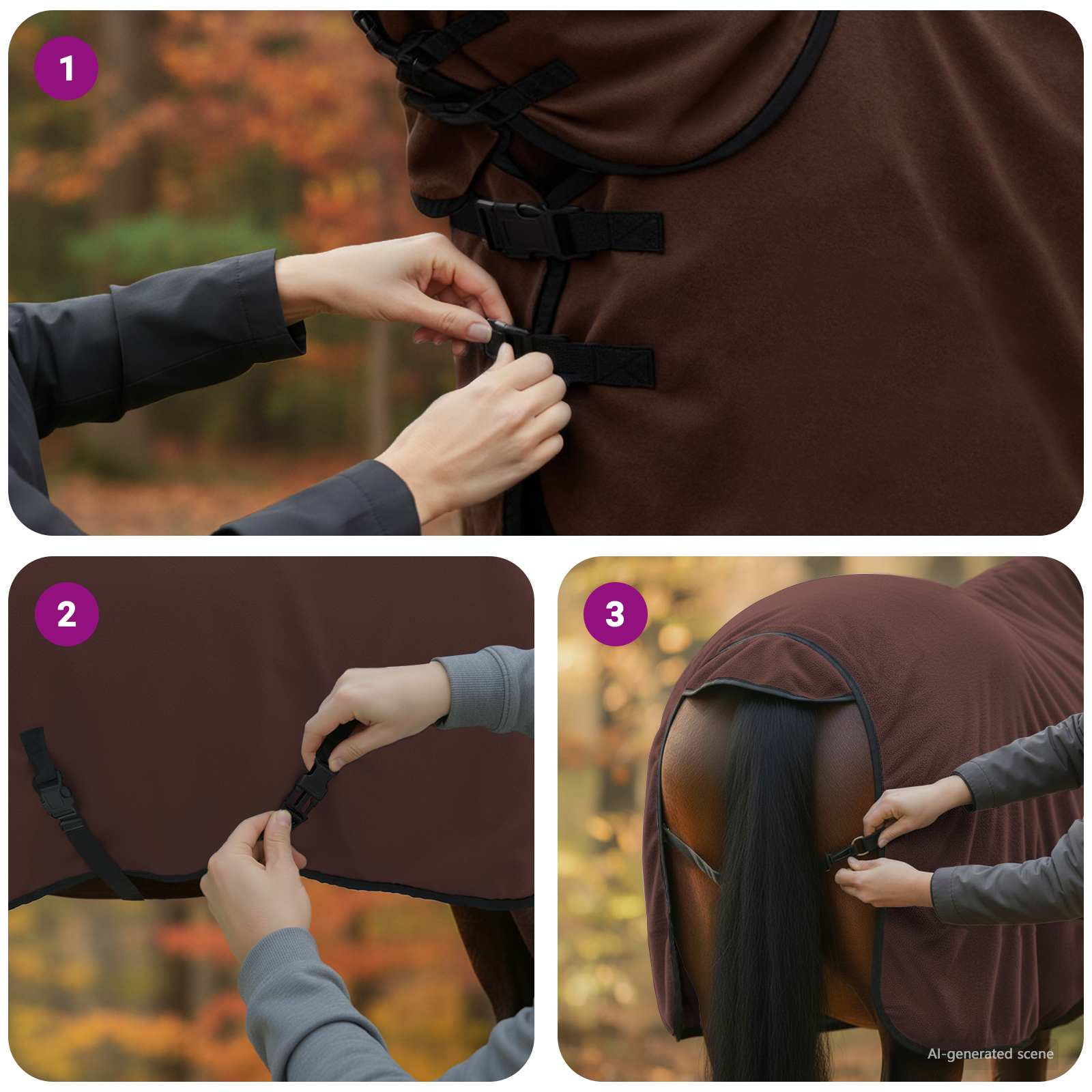Ló takaró teljes sötét barna 75 cm poliészter