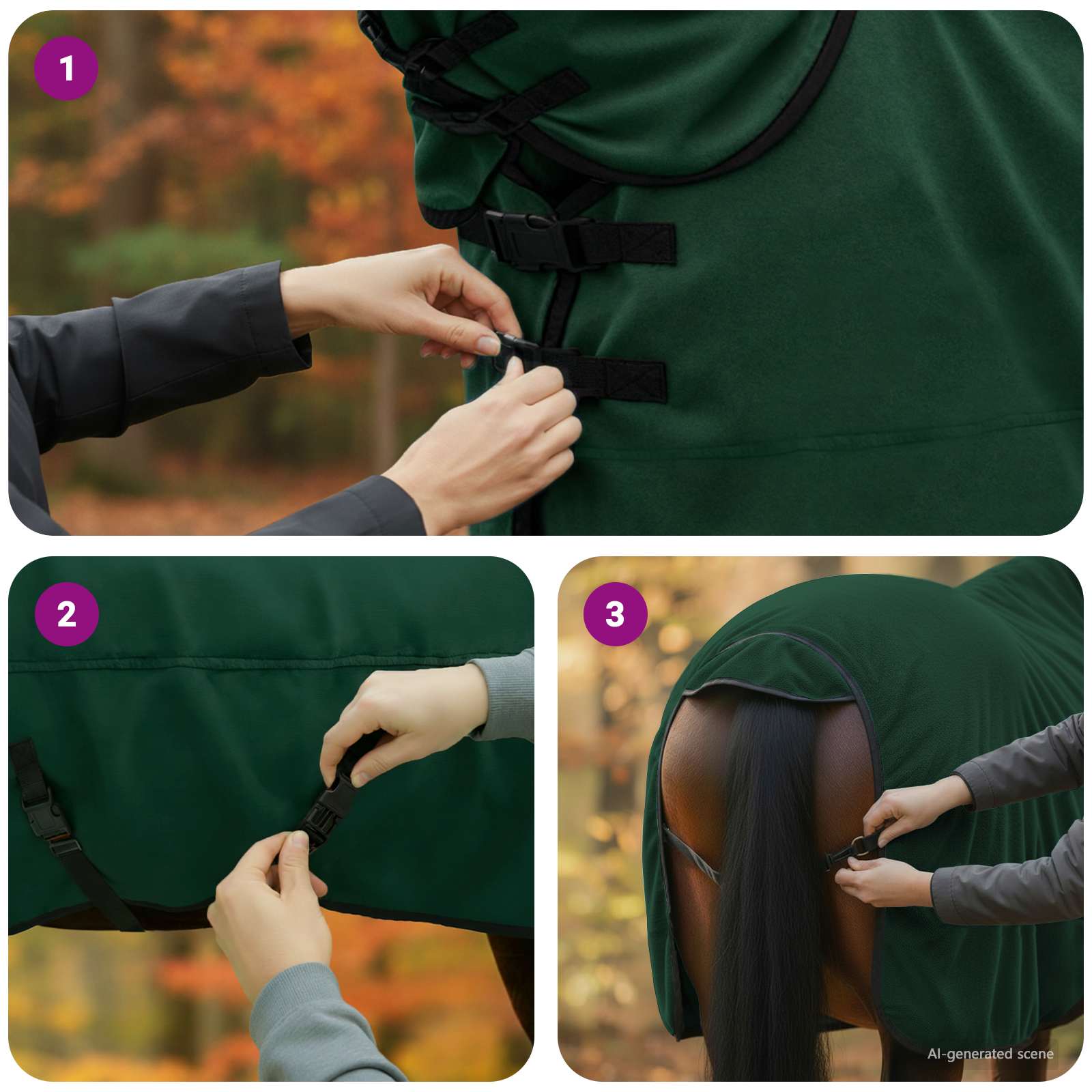 Ló takaró teljes sötét zöld 125 cm poliészter