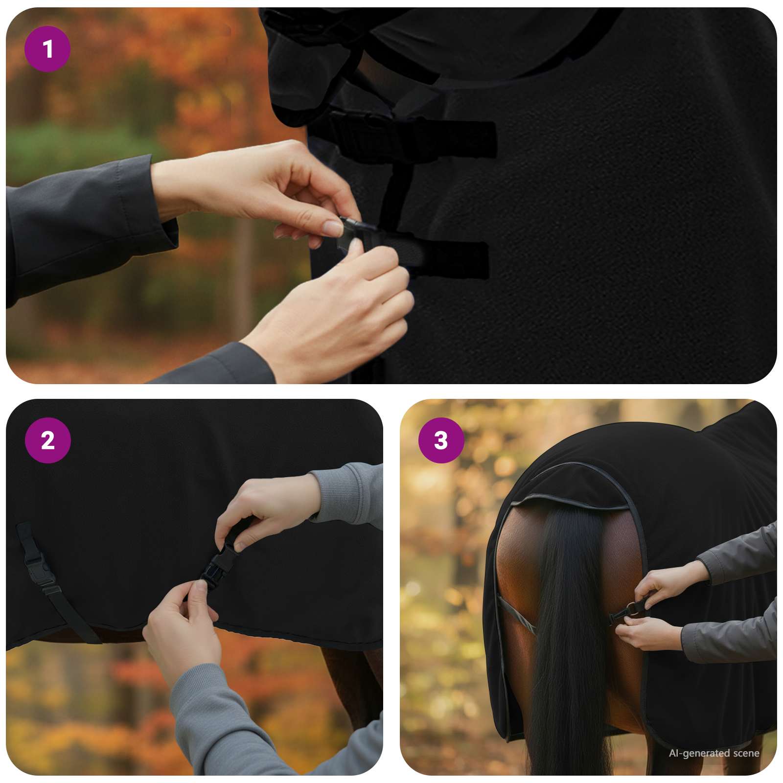 Ló takaró fekete 115 cm poliészter