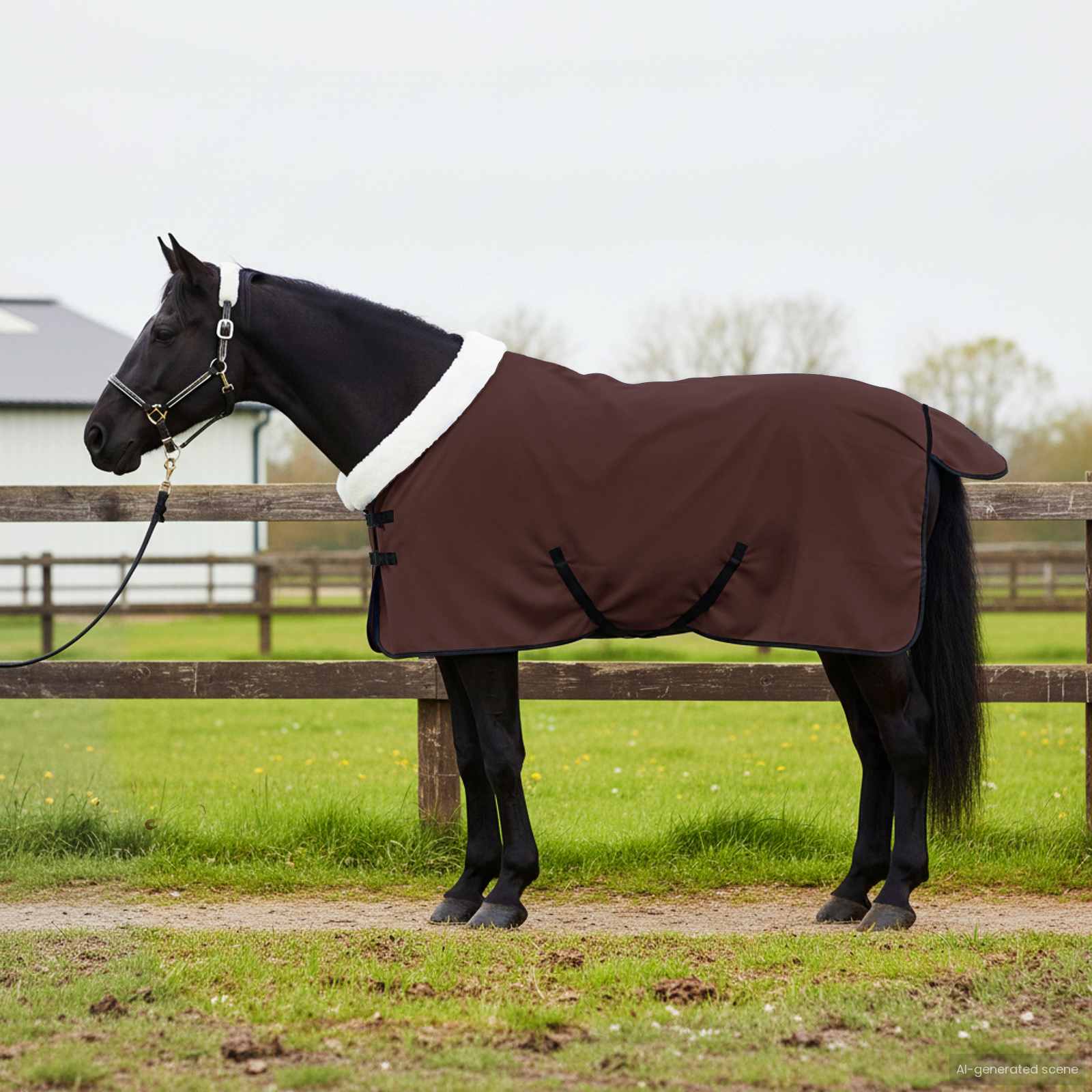 Ló takaró teljes sötét barna 105 cm polár fleece