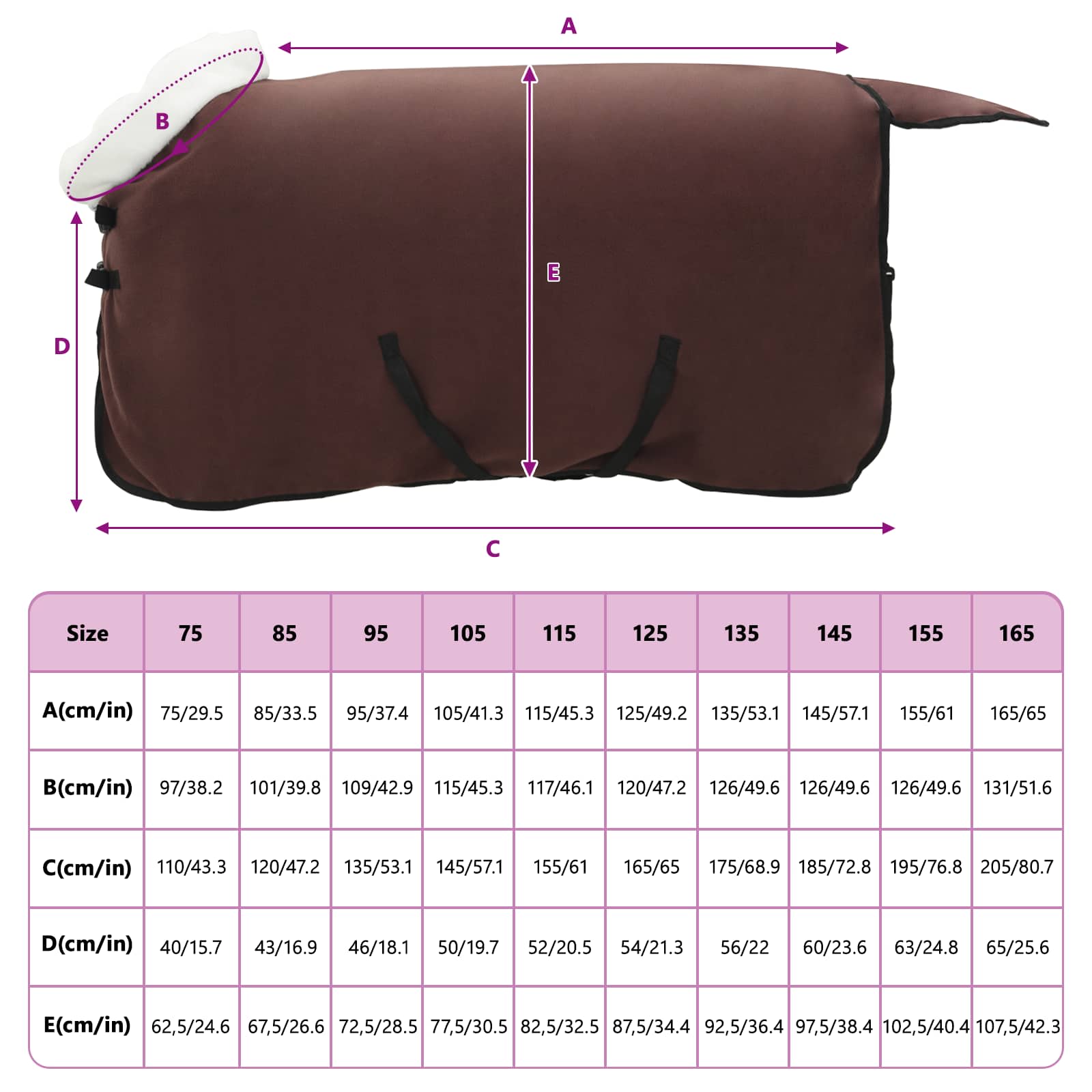 Ló takaró teljes sötét barna 105 cm polár fleece