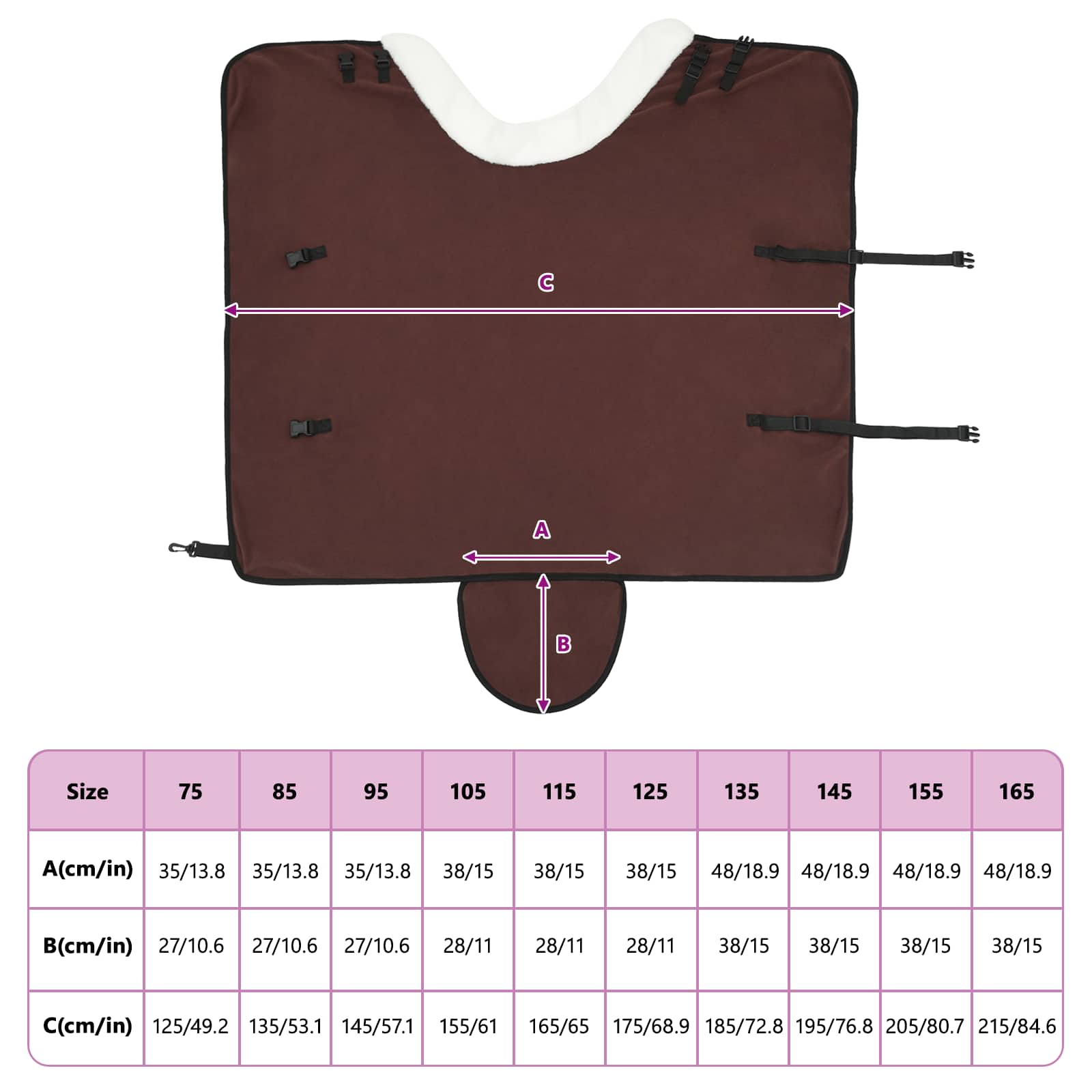 Ló takaró teljes sötét barna 105 cm polár fleece