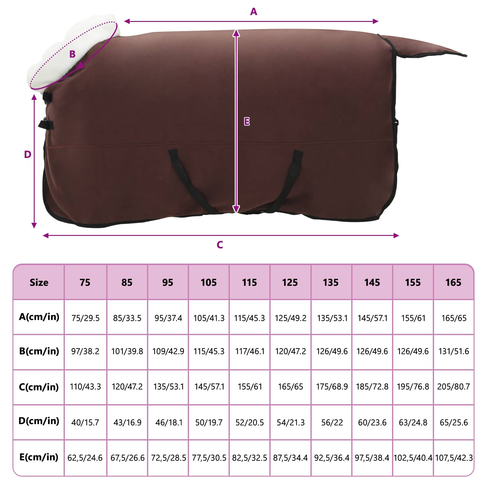 Ló takaró teljes sötét barna 135 cm polár fleece