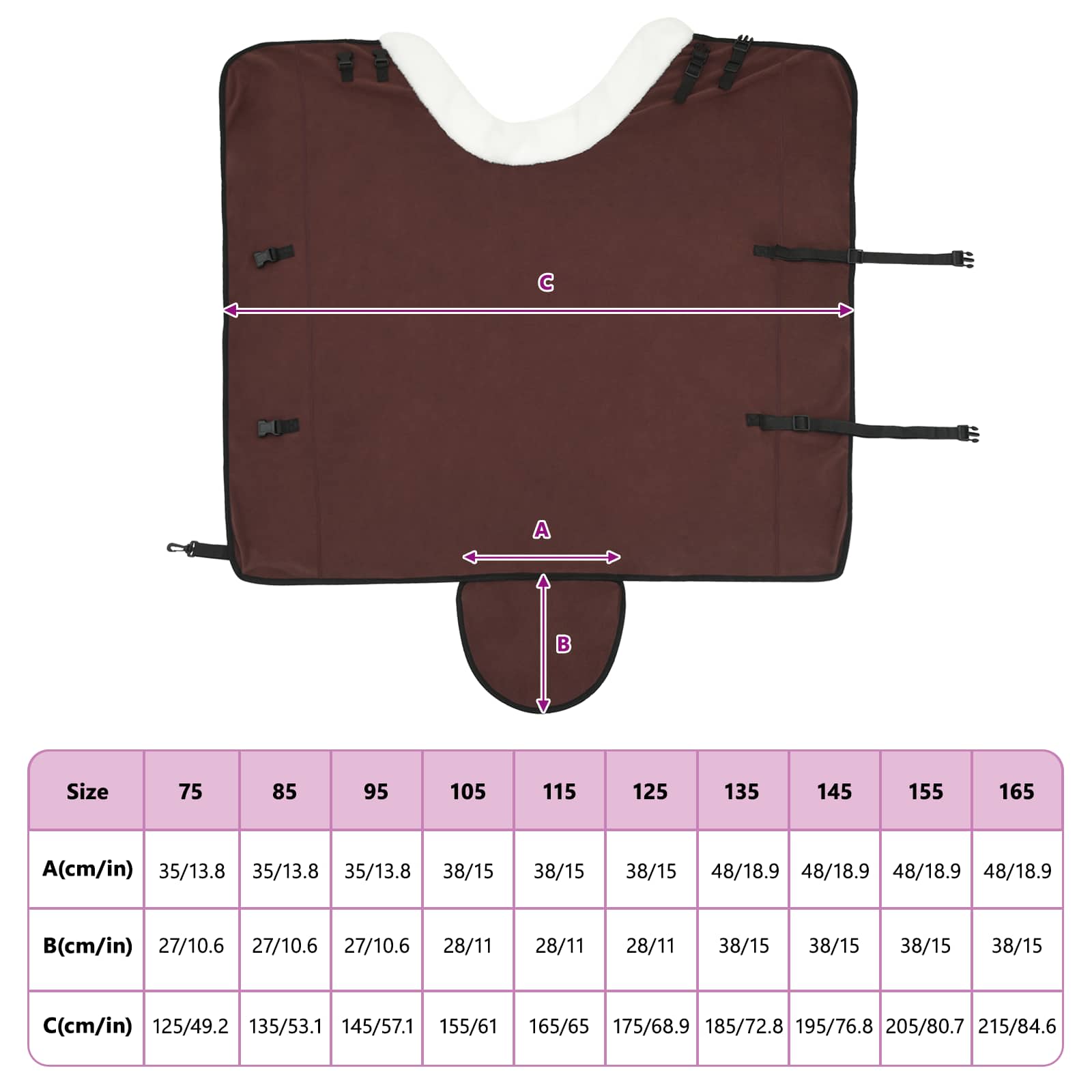 Ló takaró teljes sötét barna 165 cm polár fleece