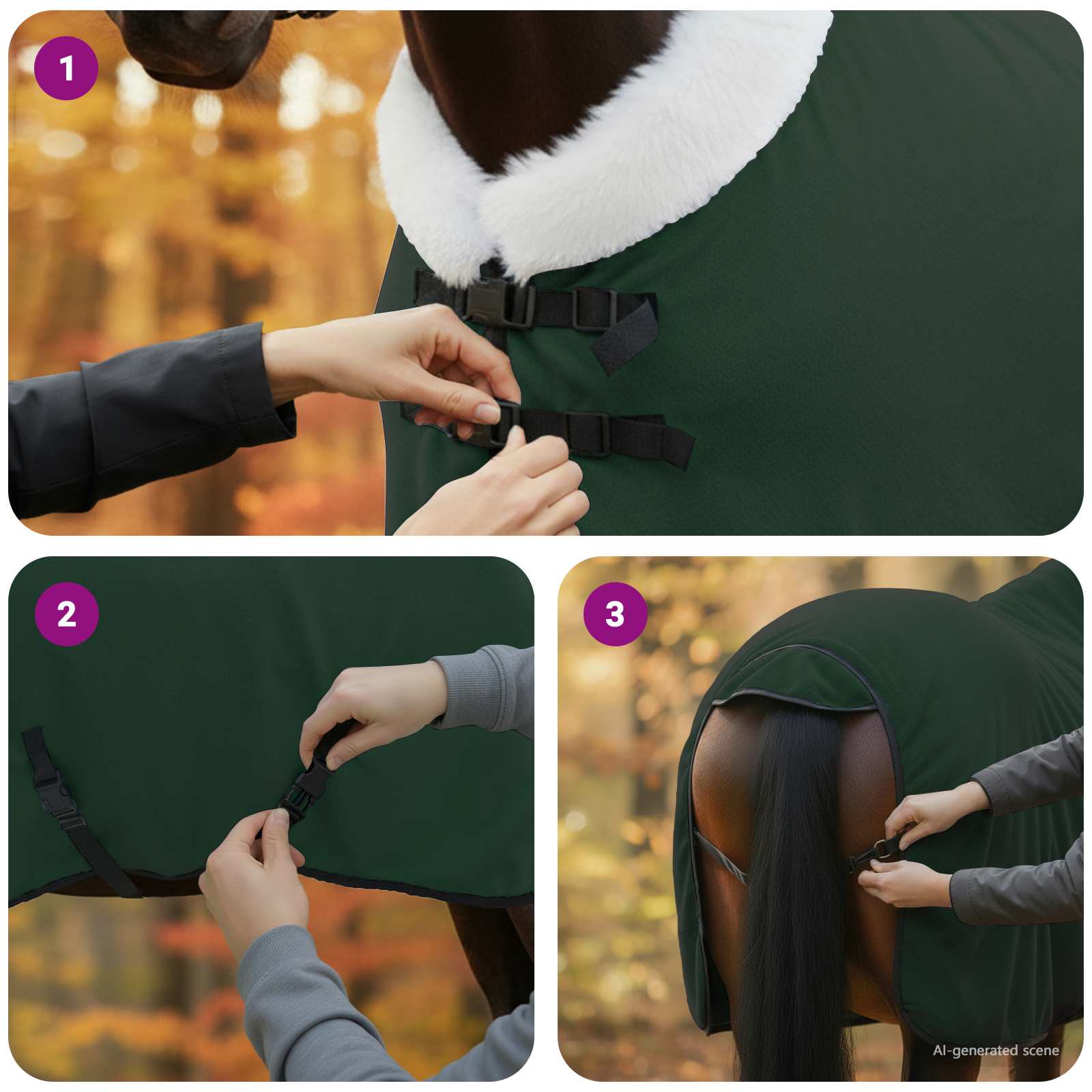 Ló takaró teljes sötét zöld 95 cm polár fleece