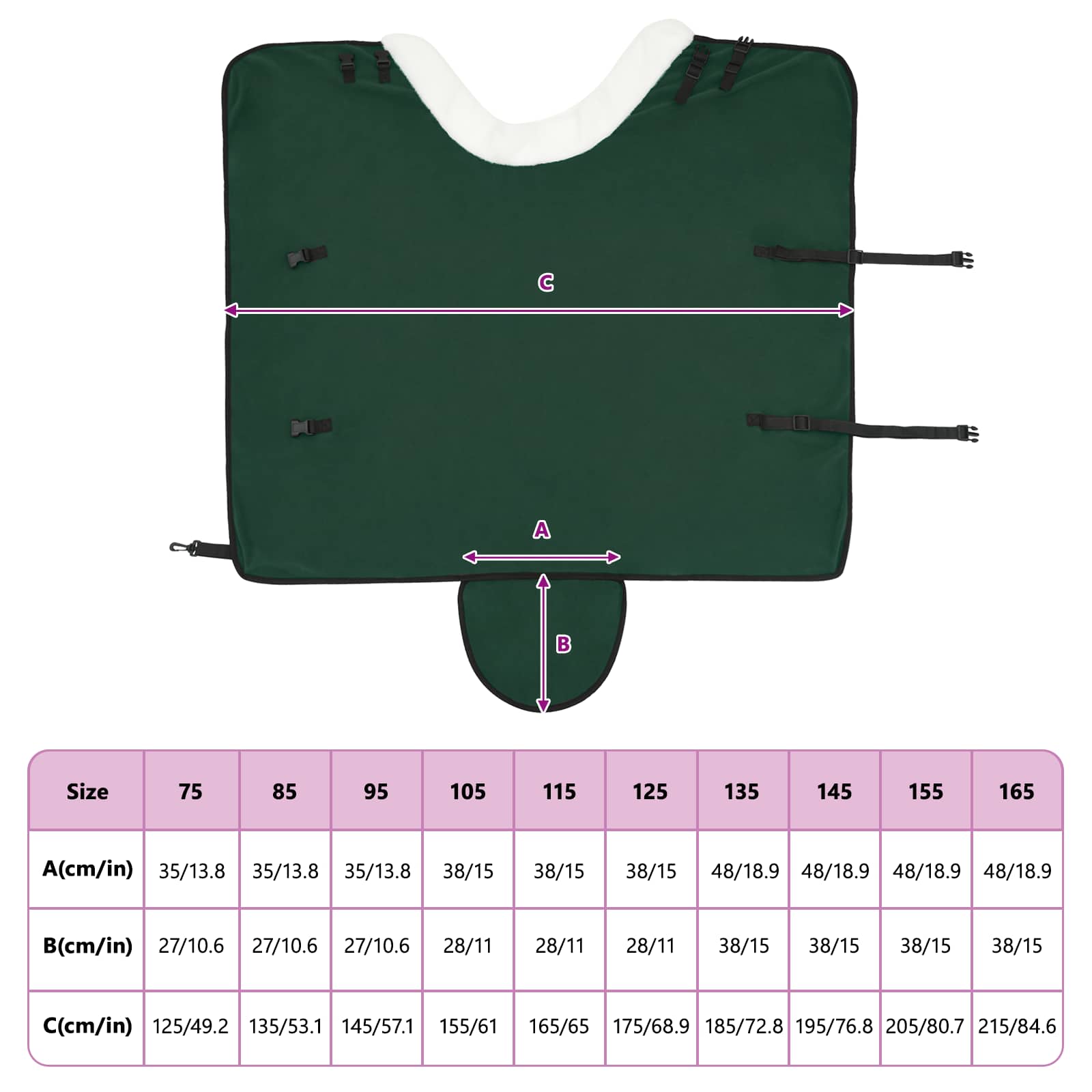 Ló takaró teljes sötét zöld 95 cm polár fleece