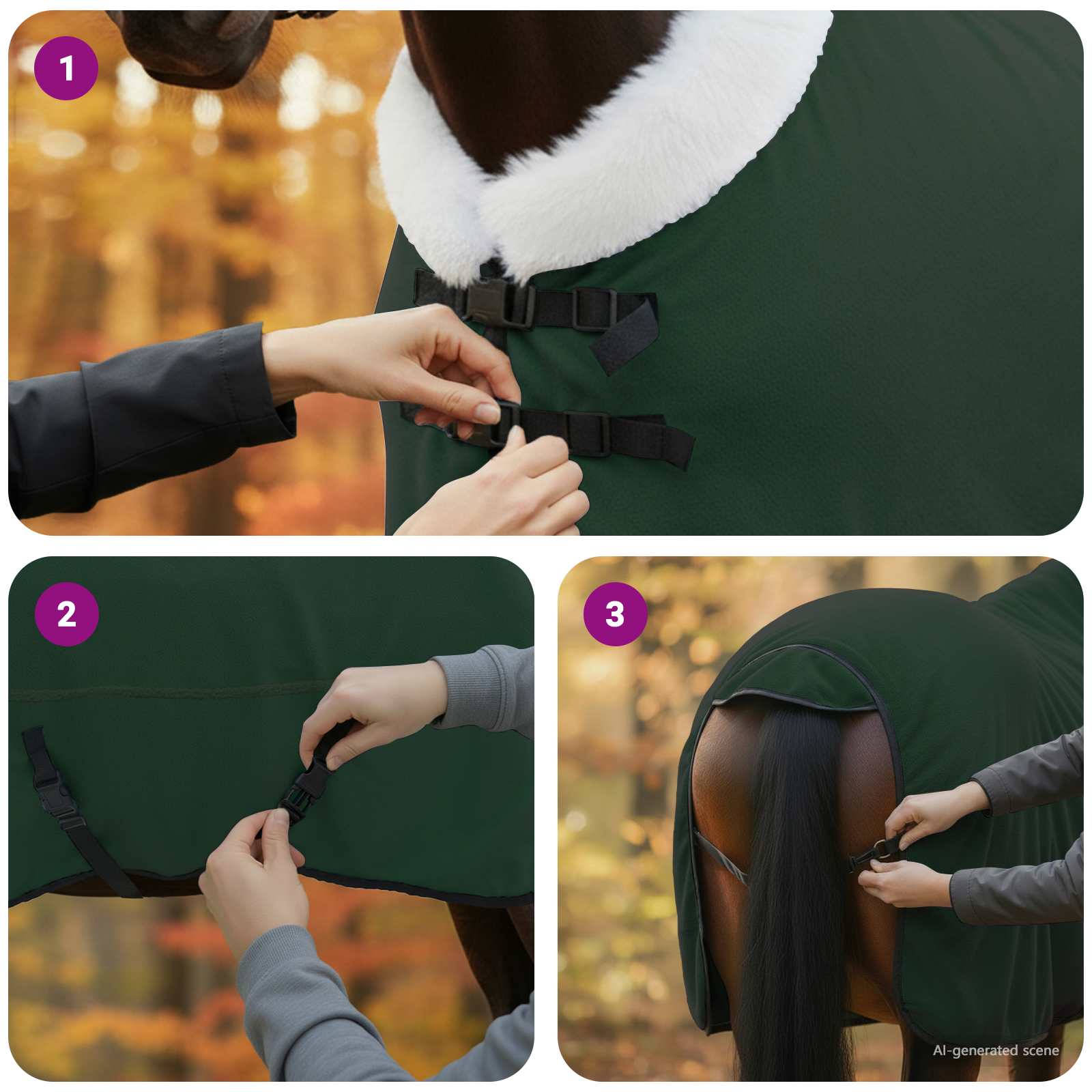 Ló takaró teljes sötét zöld 125 cm polár fleece