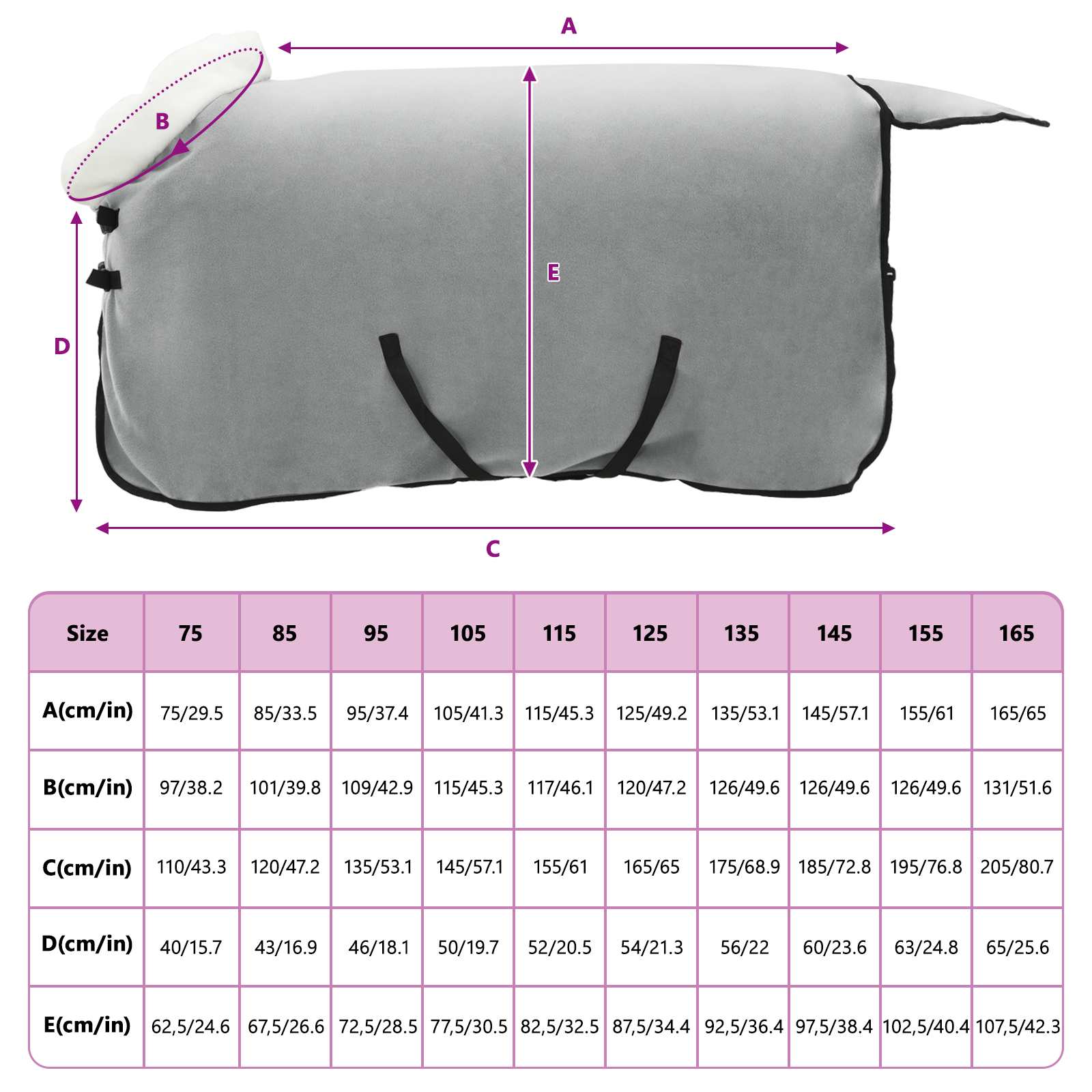 Ló takaró teljes világosszürke 75 cm polár fleece