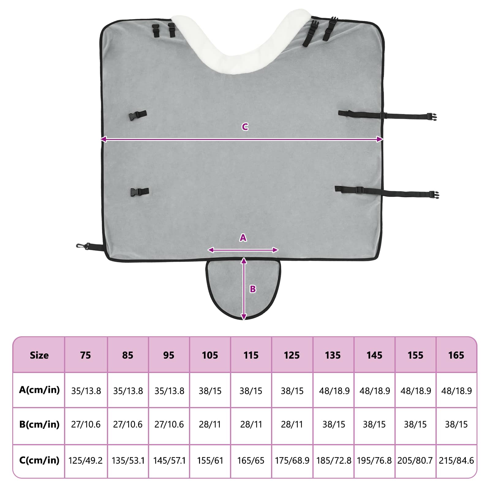 Ló takaró teljes világosszürke 75 cm polár fleece