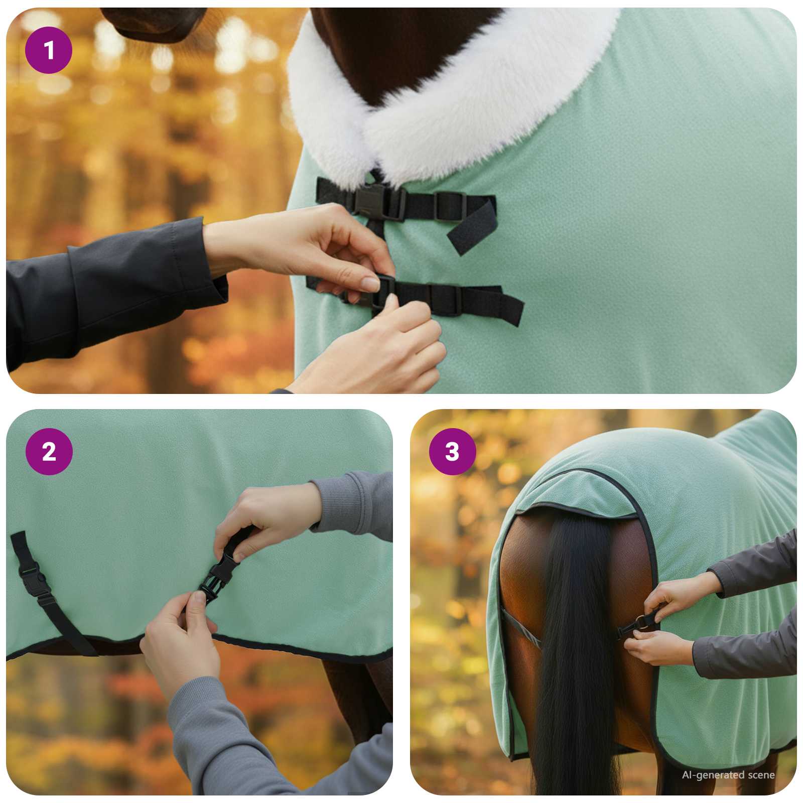 Ló takaró teljes sötét zöld 75 cm polár fleece
