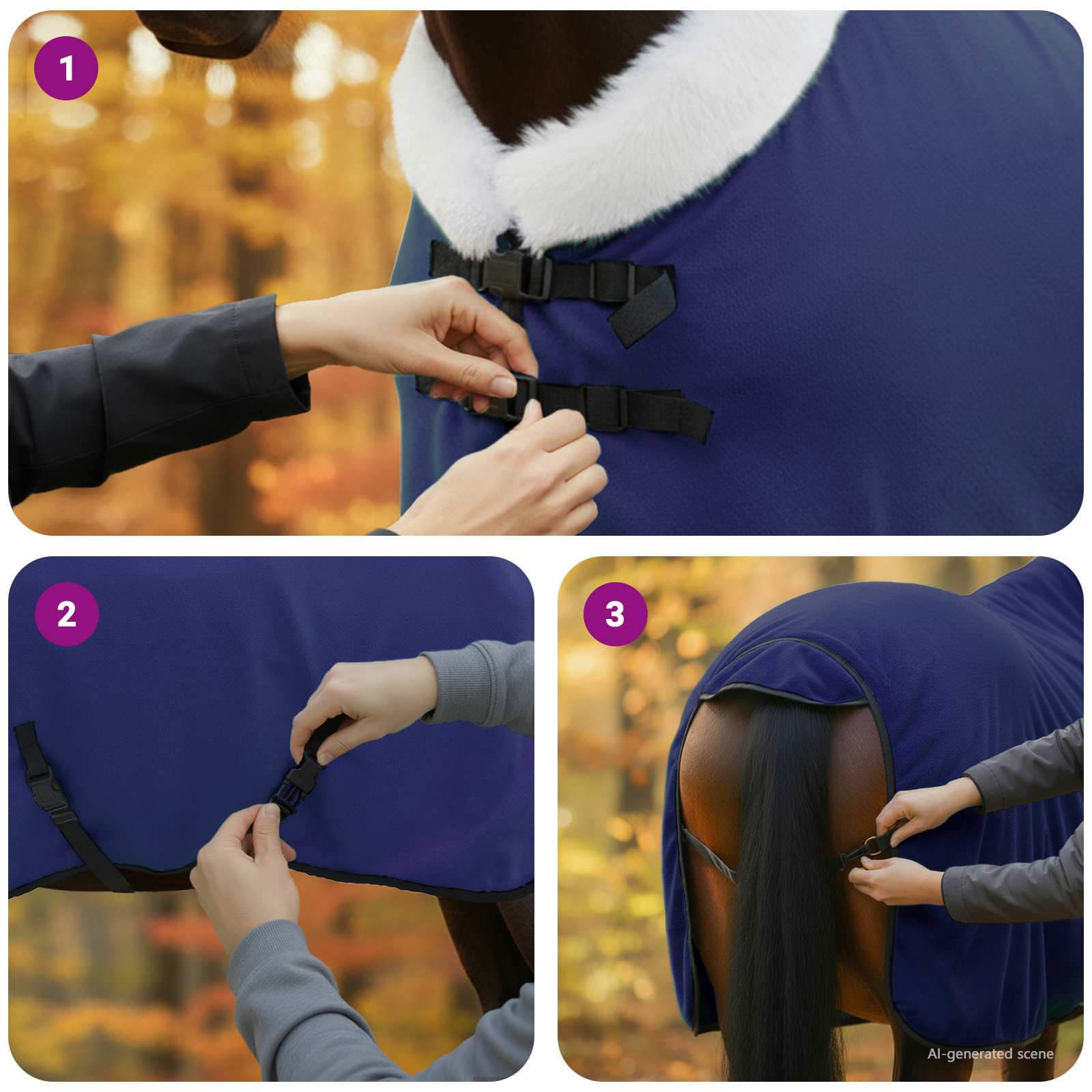 Ló takaró sötétkék 95 cm polár fleece