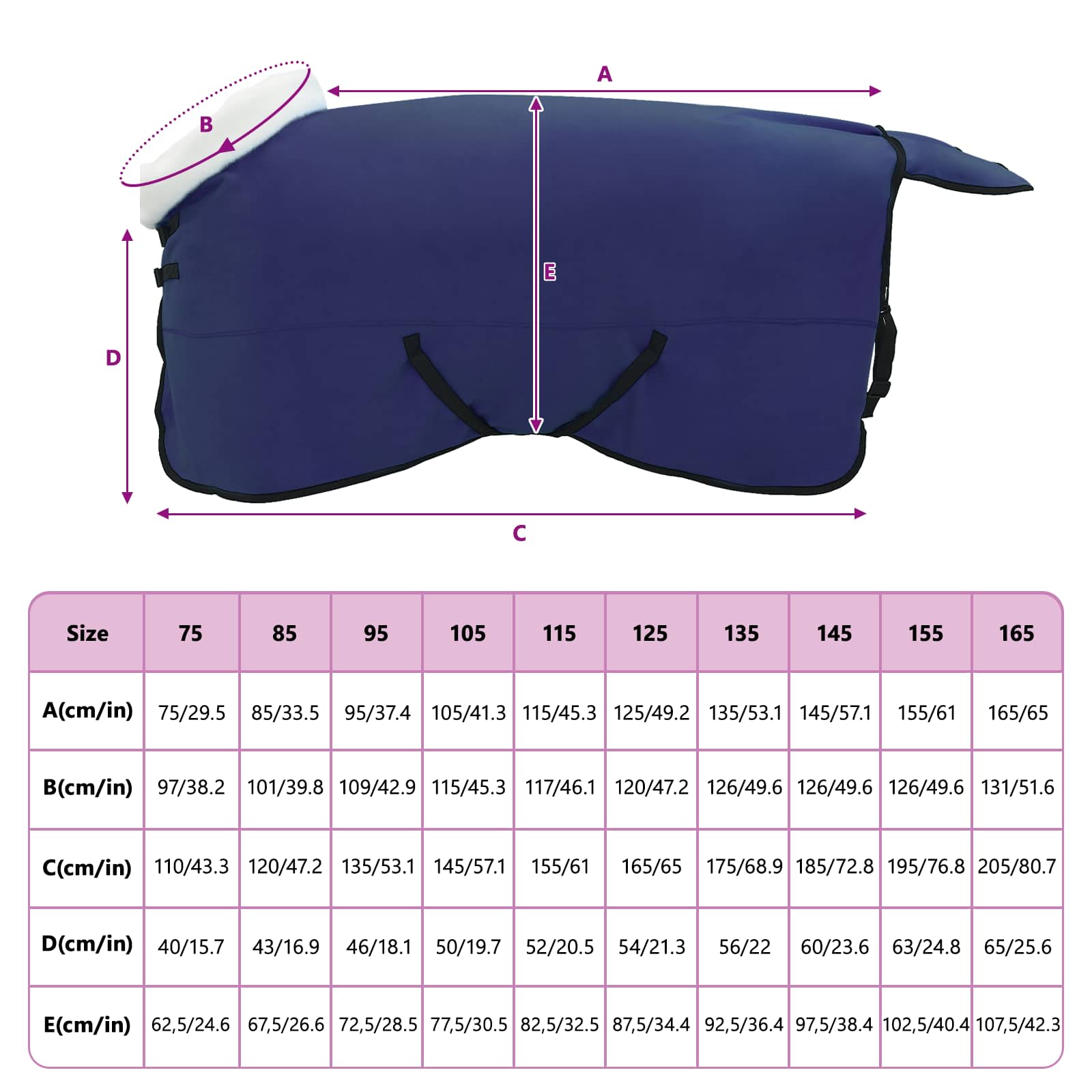 Ló takaró sötétkék 165 cm polár fleece