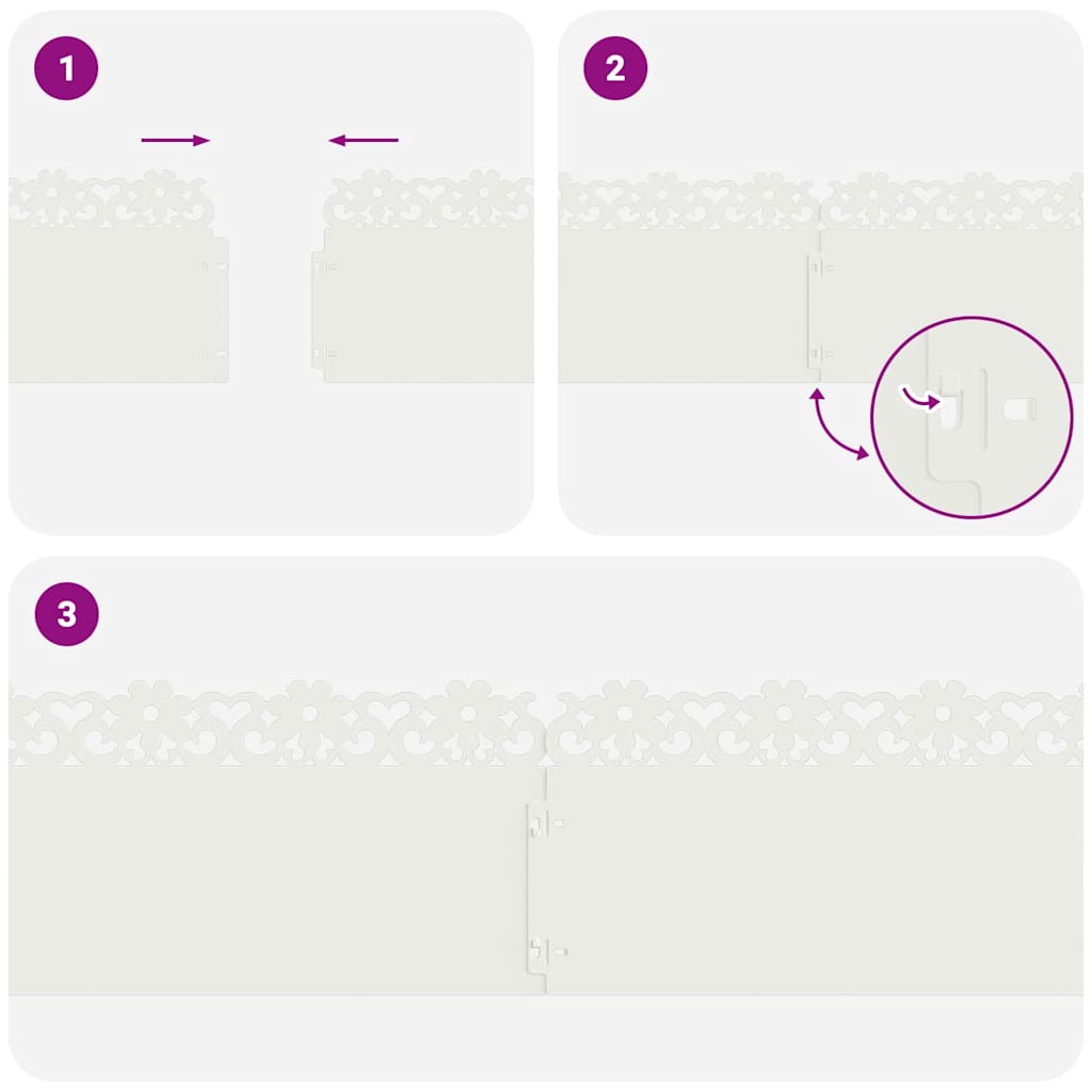 Gyepszegélyek 30 pcs fehér 103 x 0,05 x 22 cm acél