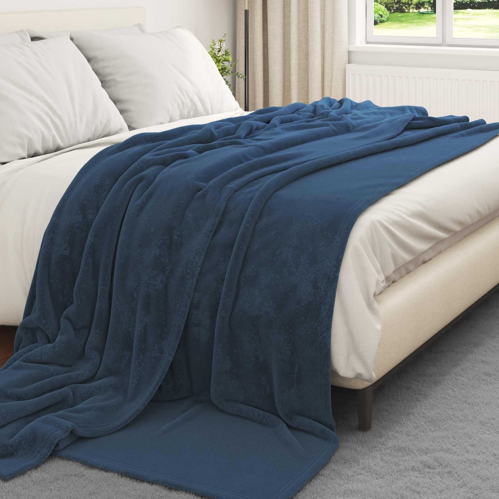 Takarók 6 pcs sötétkék 220 x 240 cm gyapjú
