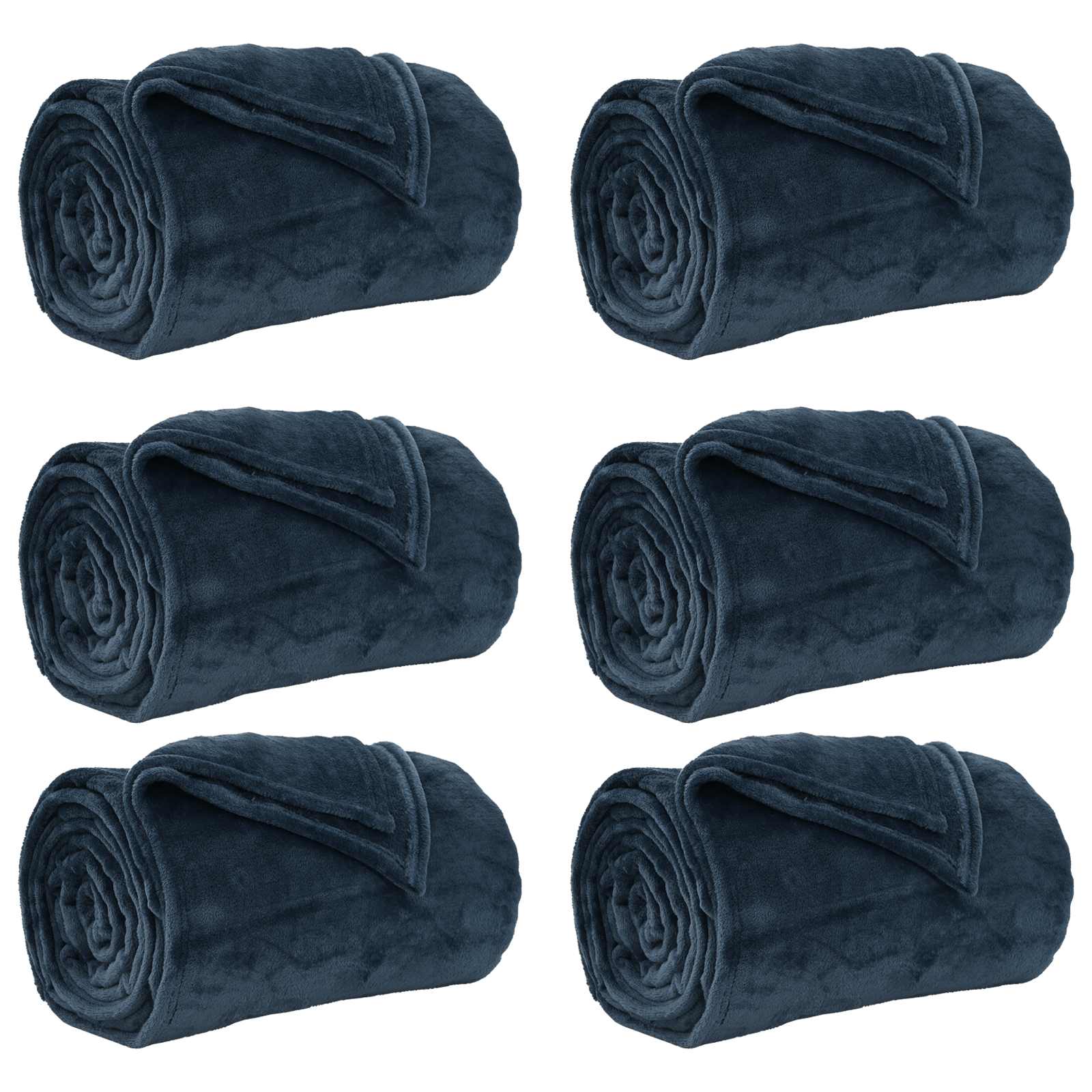 Takarók 6 pcs sötétkék 220 x 240 cm gyapjú
