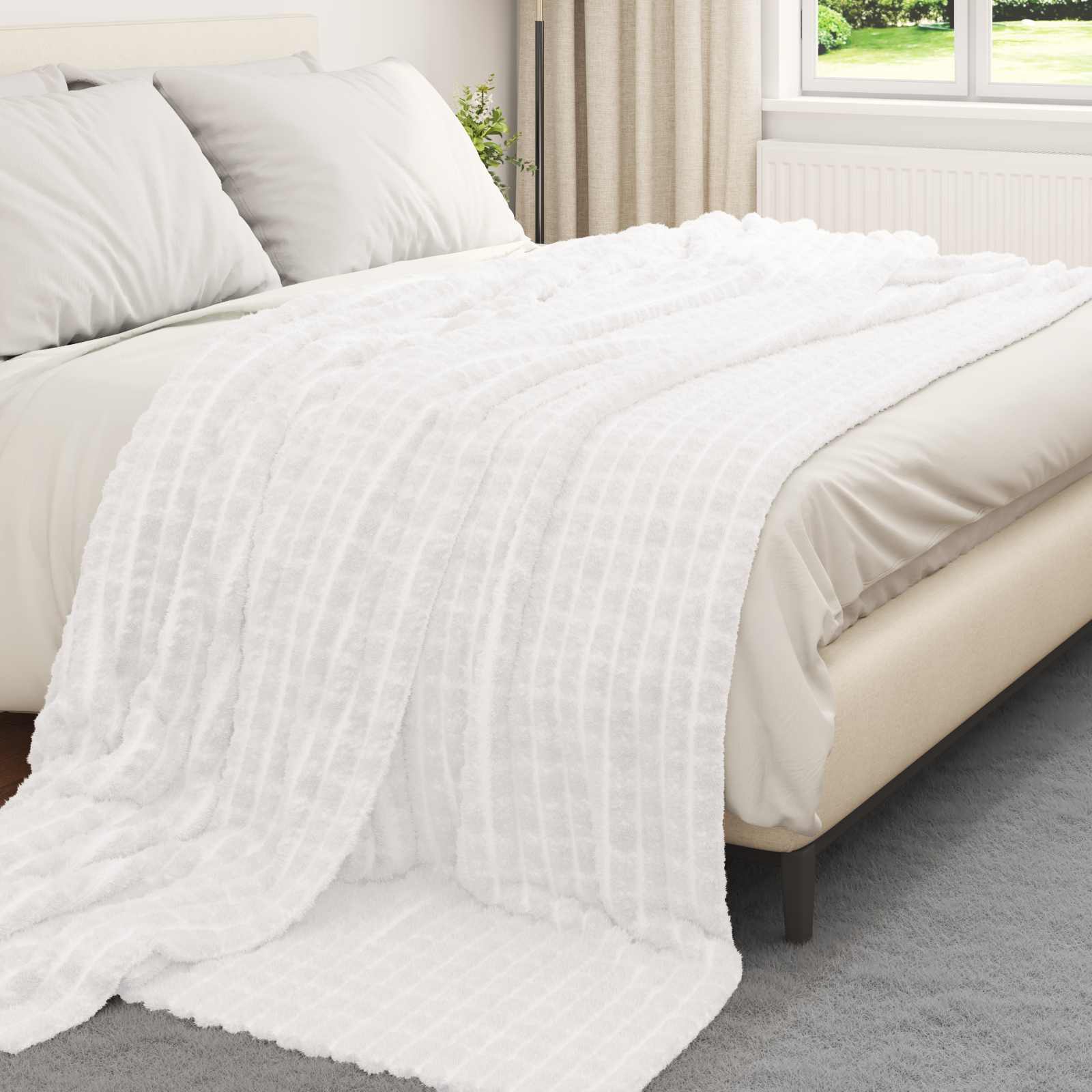 Takarók 6 pcs fehér 240 x 220 cm gyapjú