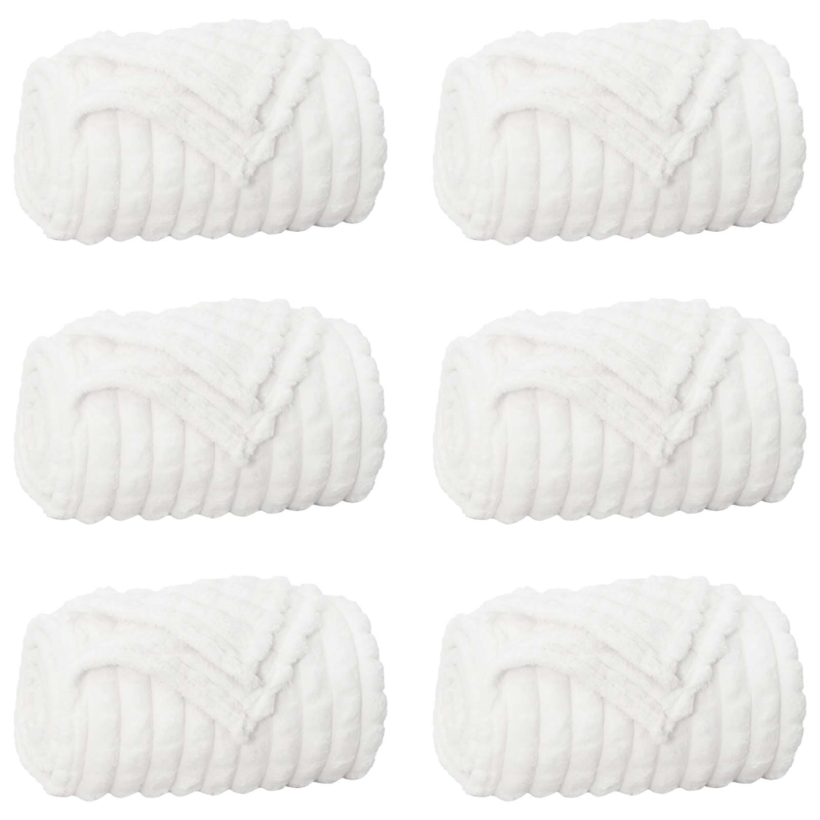 Takarók 6 pcs fehér 240 x 220 cm gyapjú