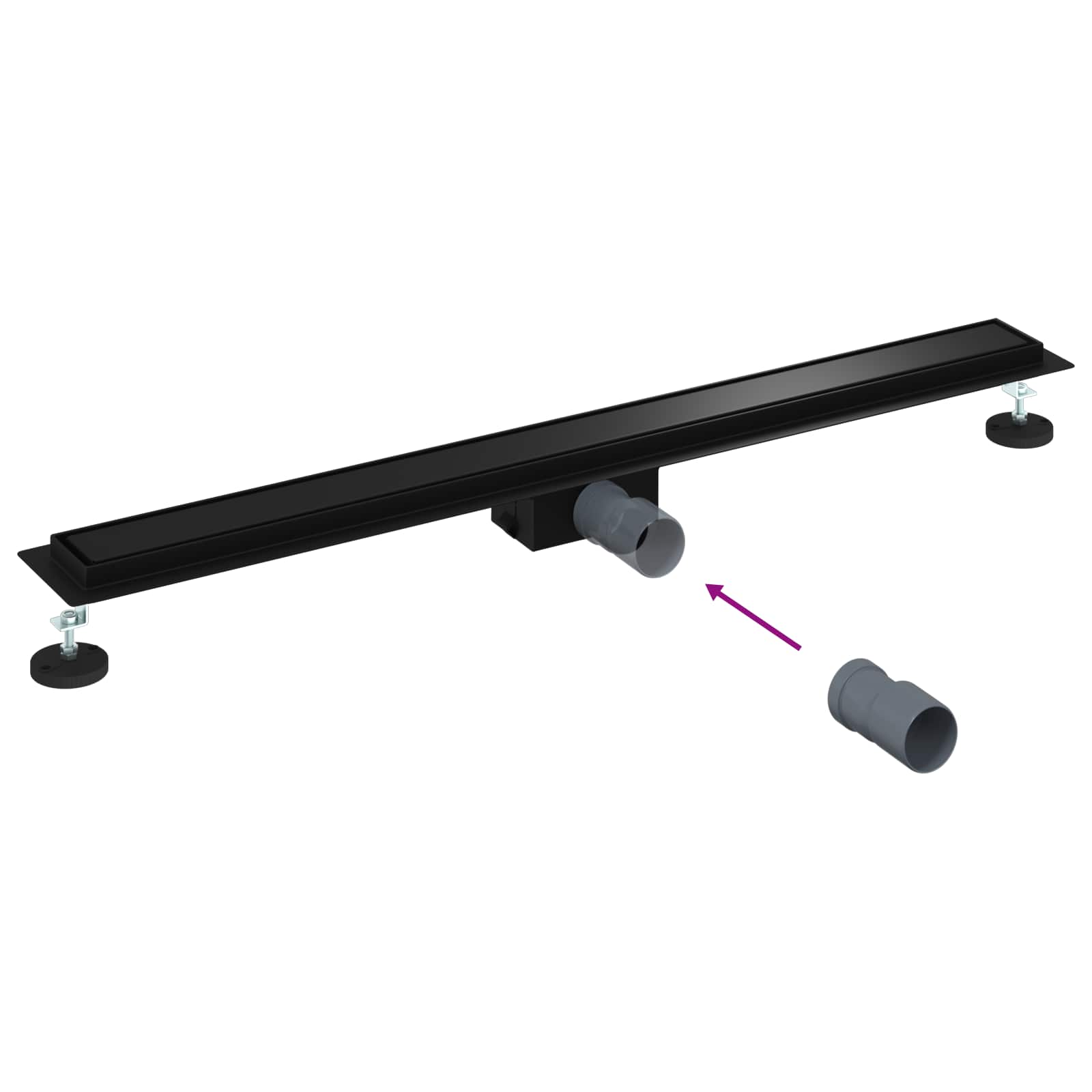 2 az 1-ben zuhanylefolyó fekete 100 cm rozsdamentes acél 304