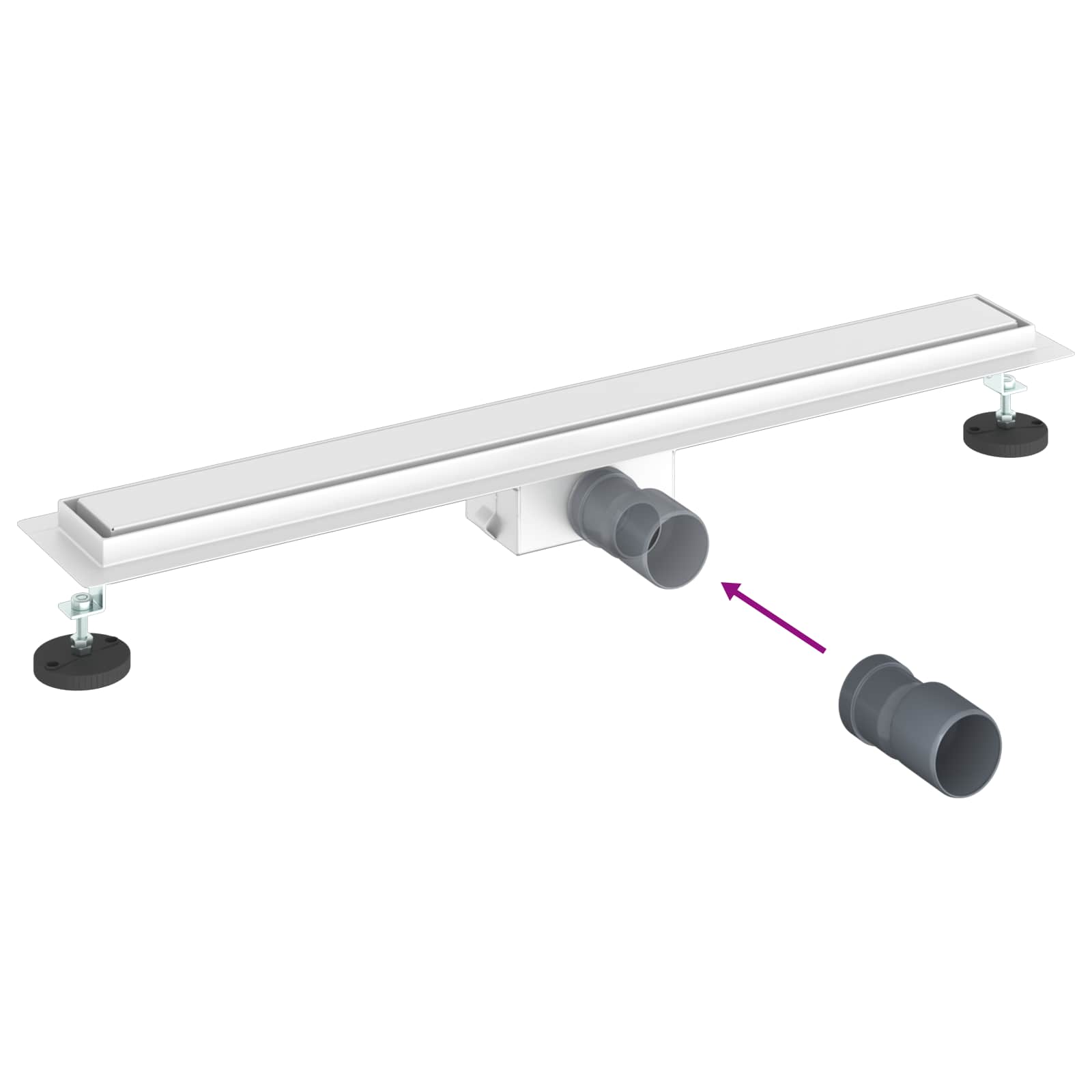 Zuhanylefolyó üvegfedéllel ezüst 80 cm rozsdamentes acél 304