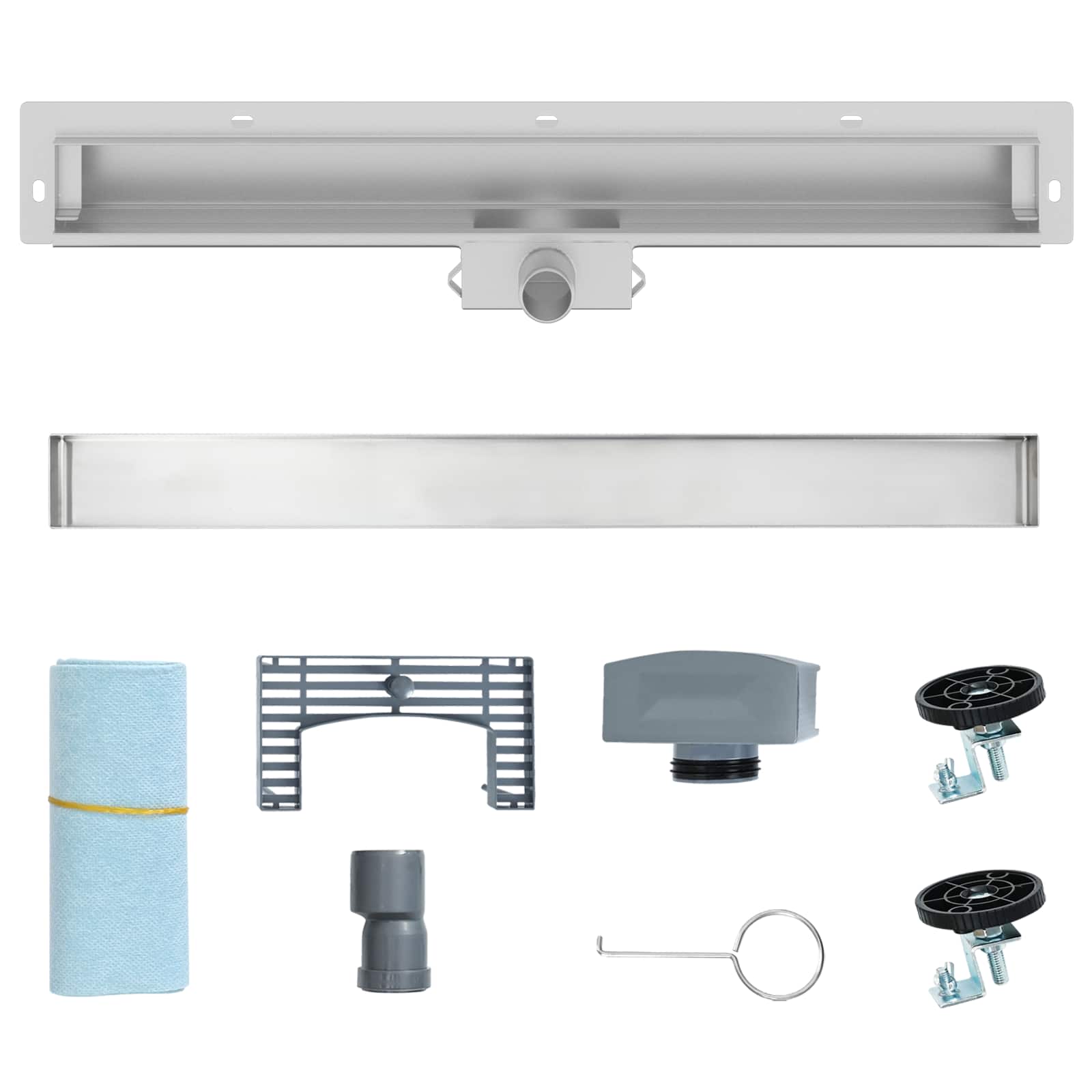 Falon rögzített zuhanylefolyó ezüst 70 cm rozsdamentes acél 304