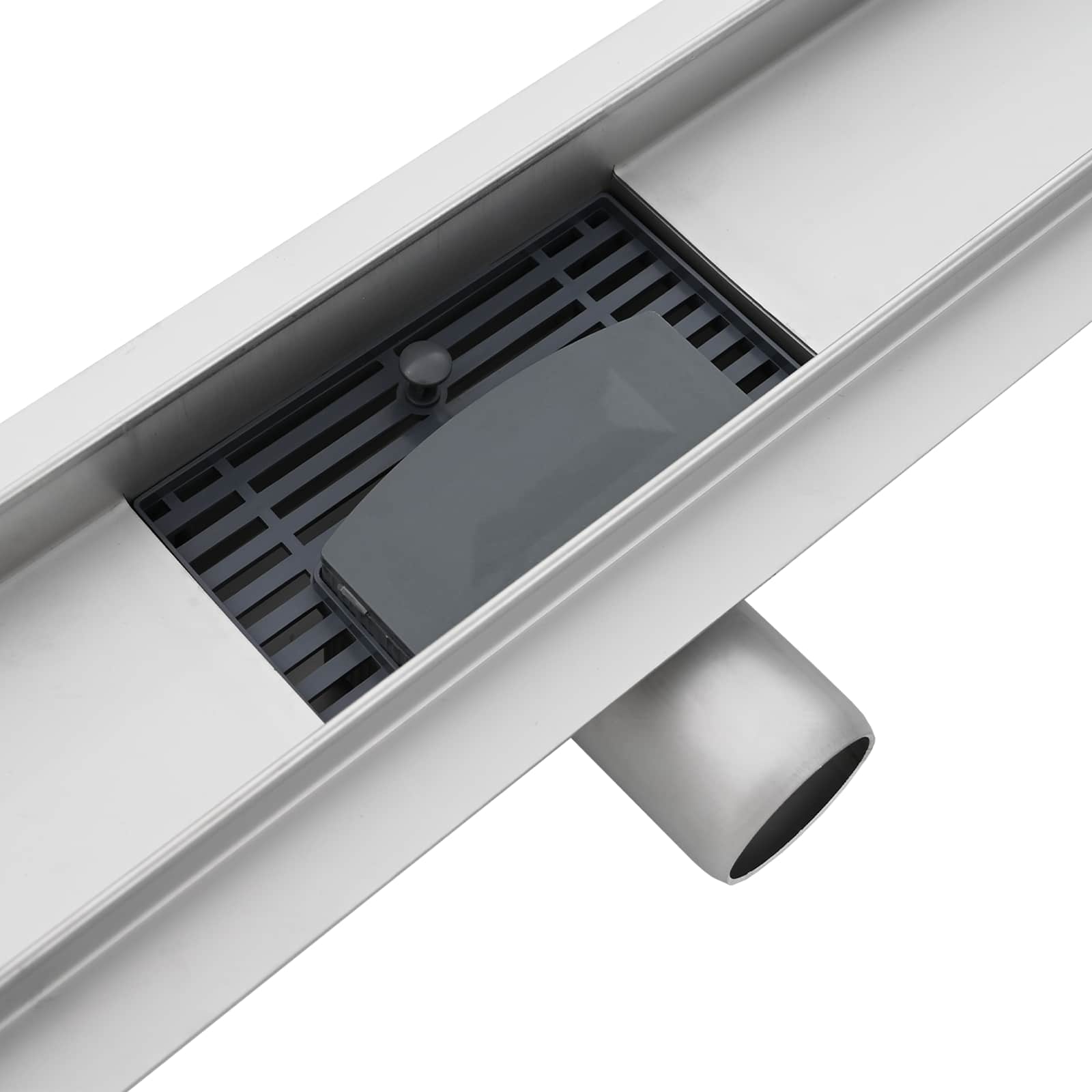 Zuhanylefolyó üvegfedéllel ezüst 90 cm rozsdamentes acél 304