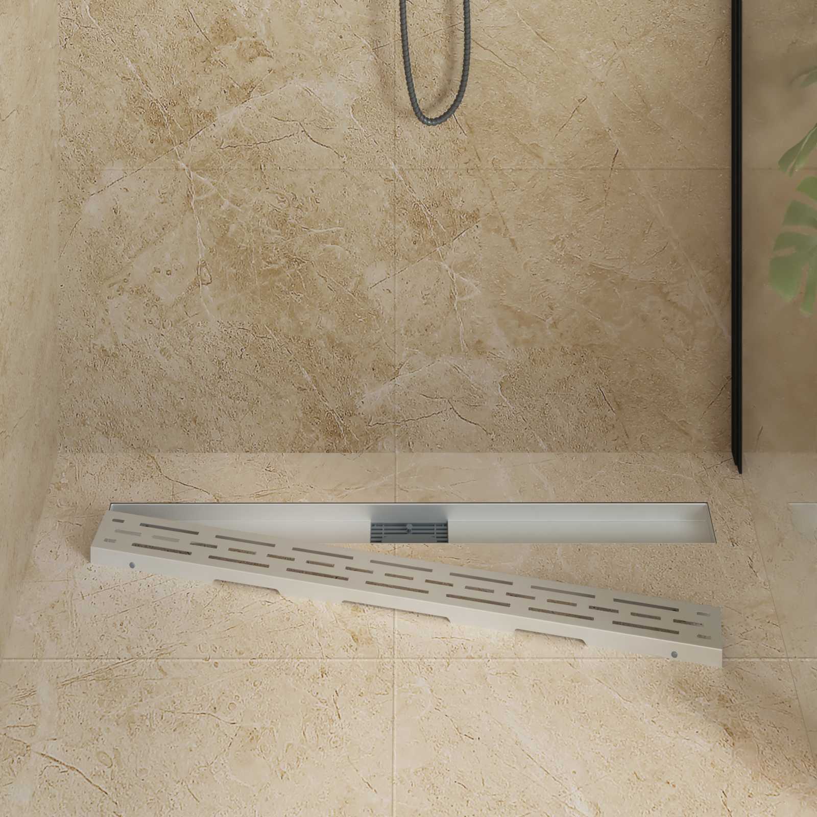 Zuhanylefolyó üvegfedéllel ezüst 90 cm rozsdamentes acél 304