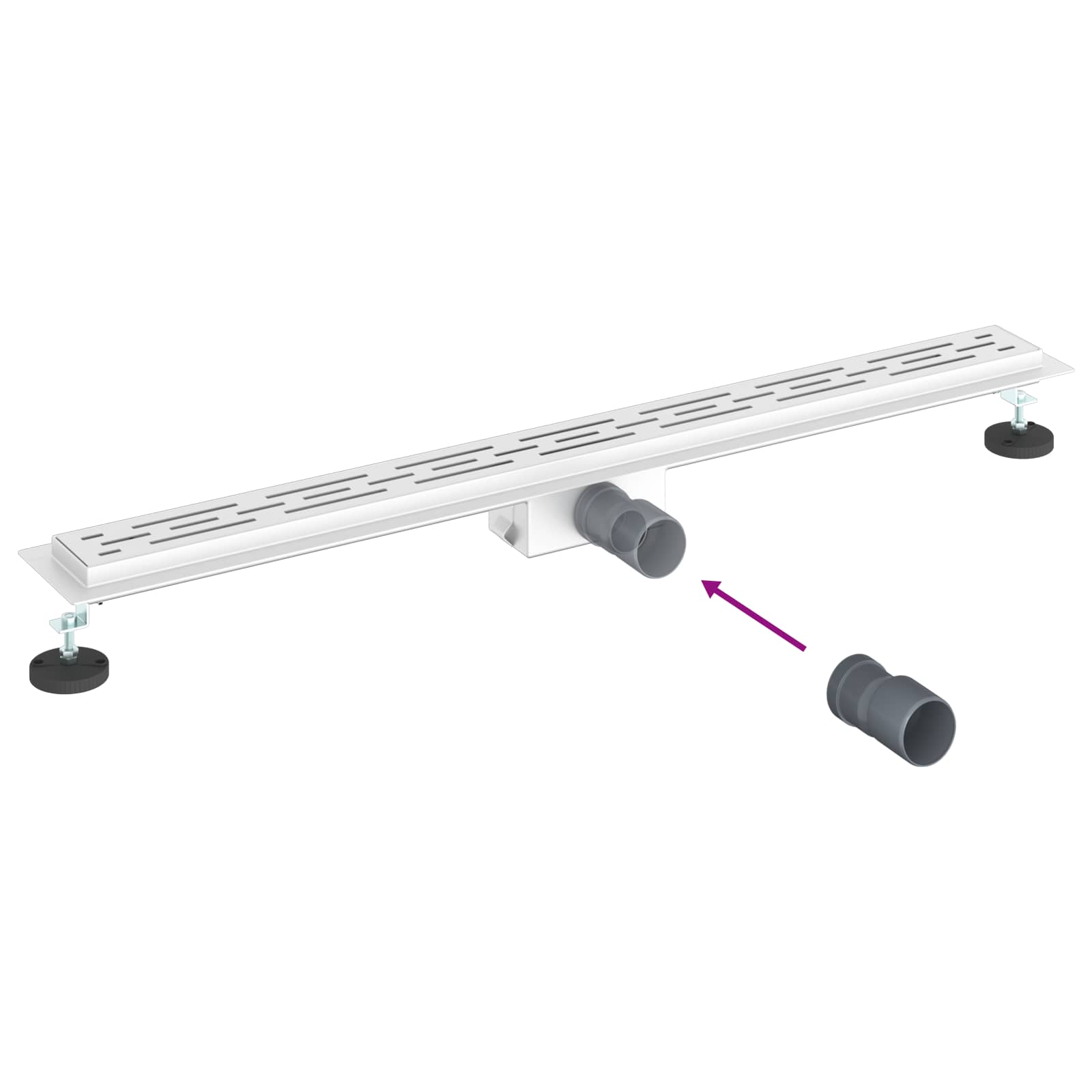 Zuhanylefolyó üvegfedéllel ezüst 90 cm rozsdamentes acél 304