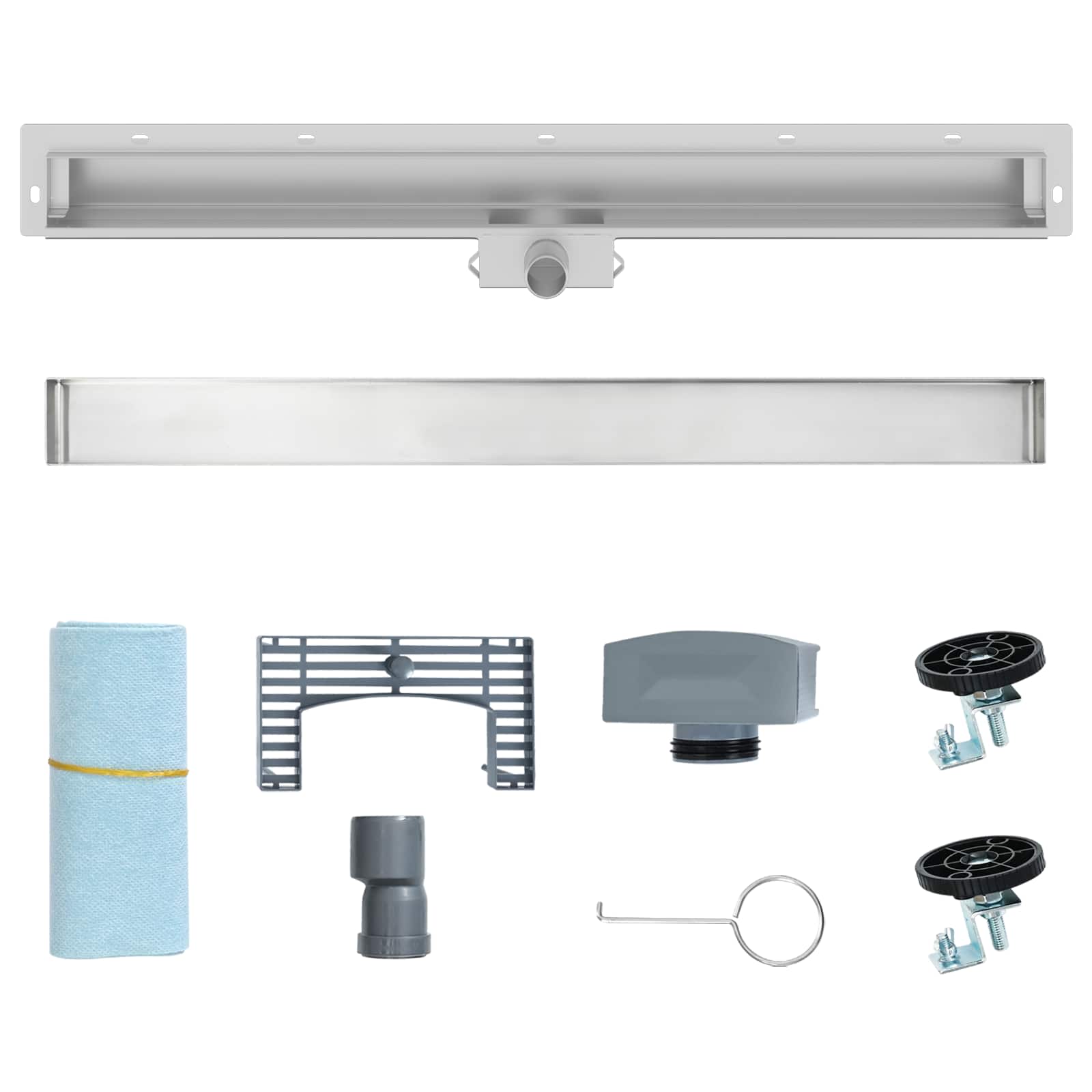 Falon rögzített zuhanylefolyó ezüst 90 cm rozsdamentes acél 304