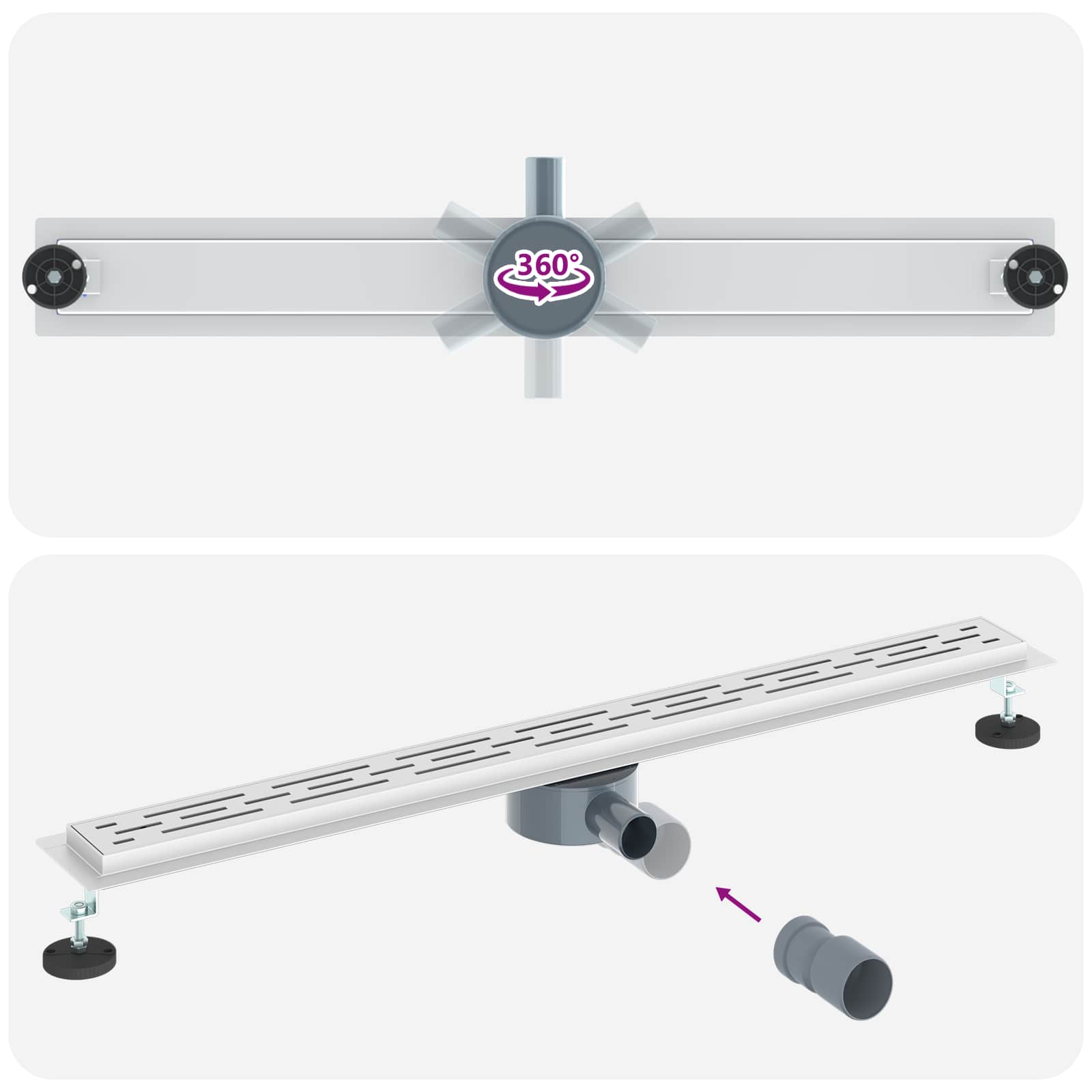 362 fok zuhany lefolyó vonal dizájnnal ezüst 90 cm