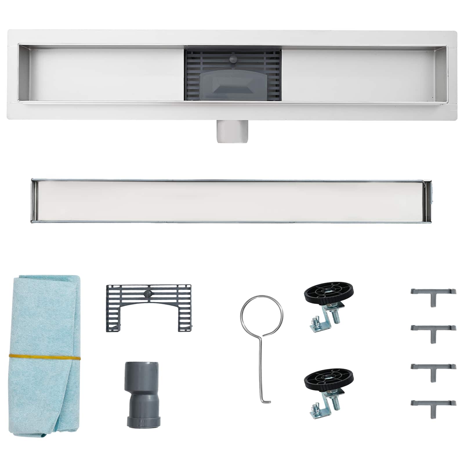 Zuhanylefolyó üvegfedéllel fekete 90 cm rozsdamentes acél 304