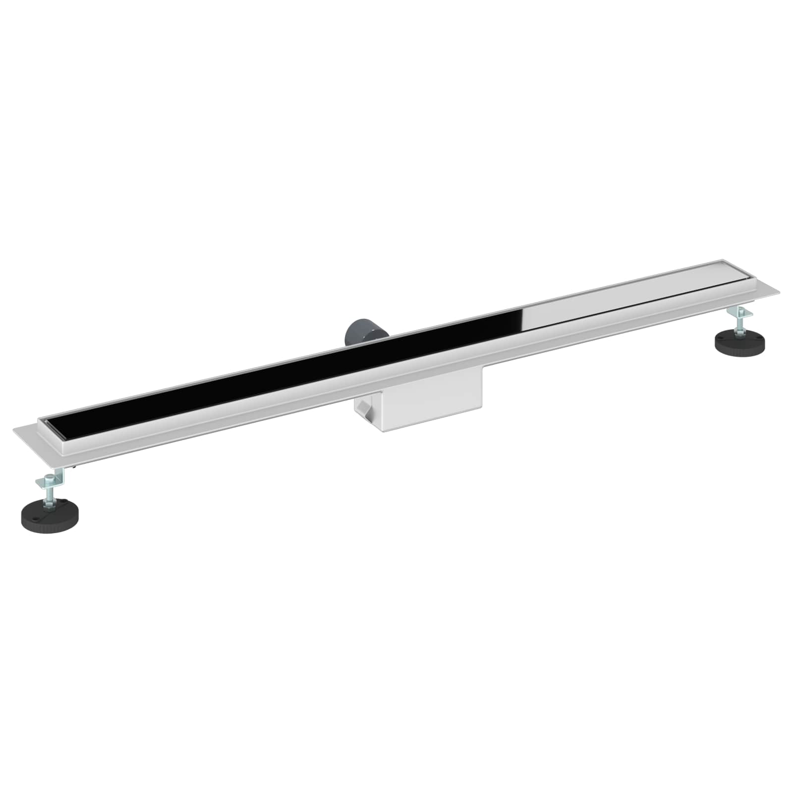 Zuhanylefolyó üvegfedéllel fekete 90 cm rozsdamentes acél 304