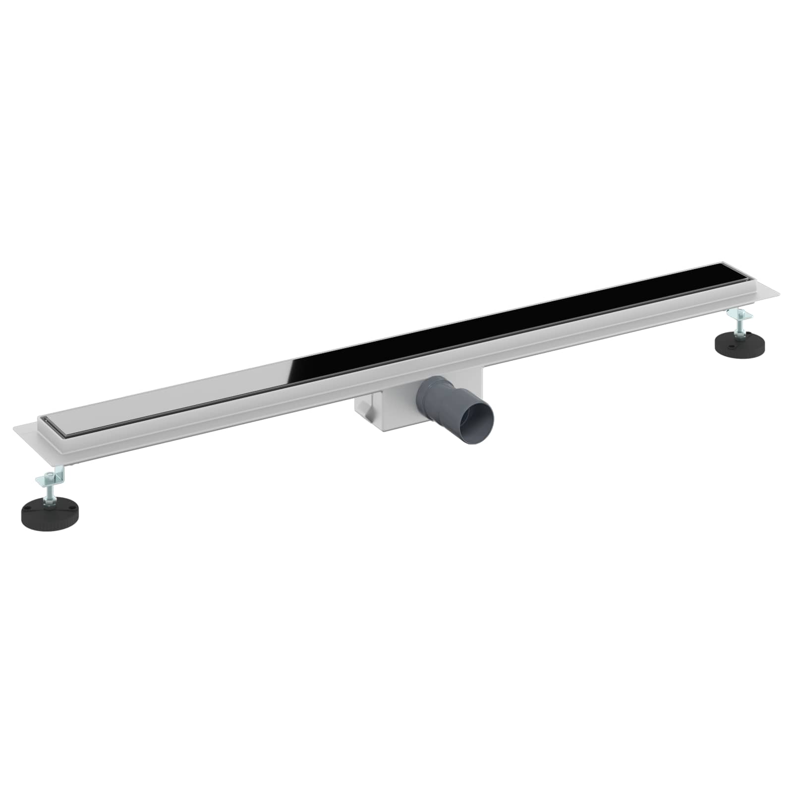 Zuhanylefolyó üvegfedéllel fekete 90 cm rozsdamentes acél 304