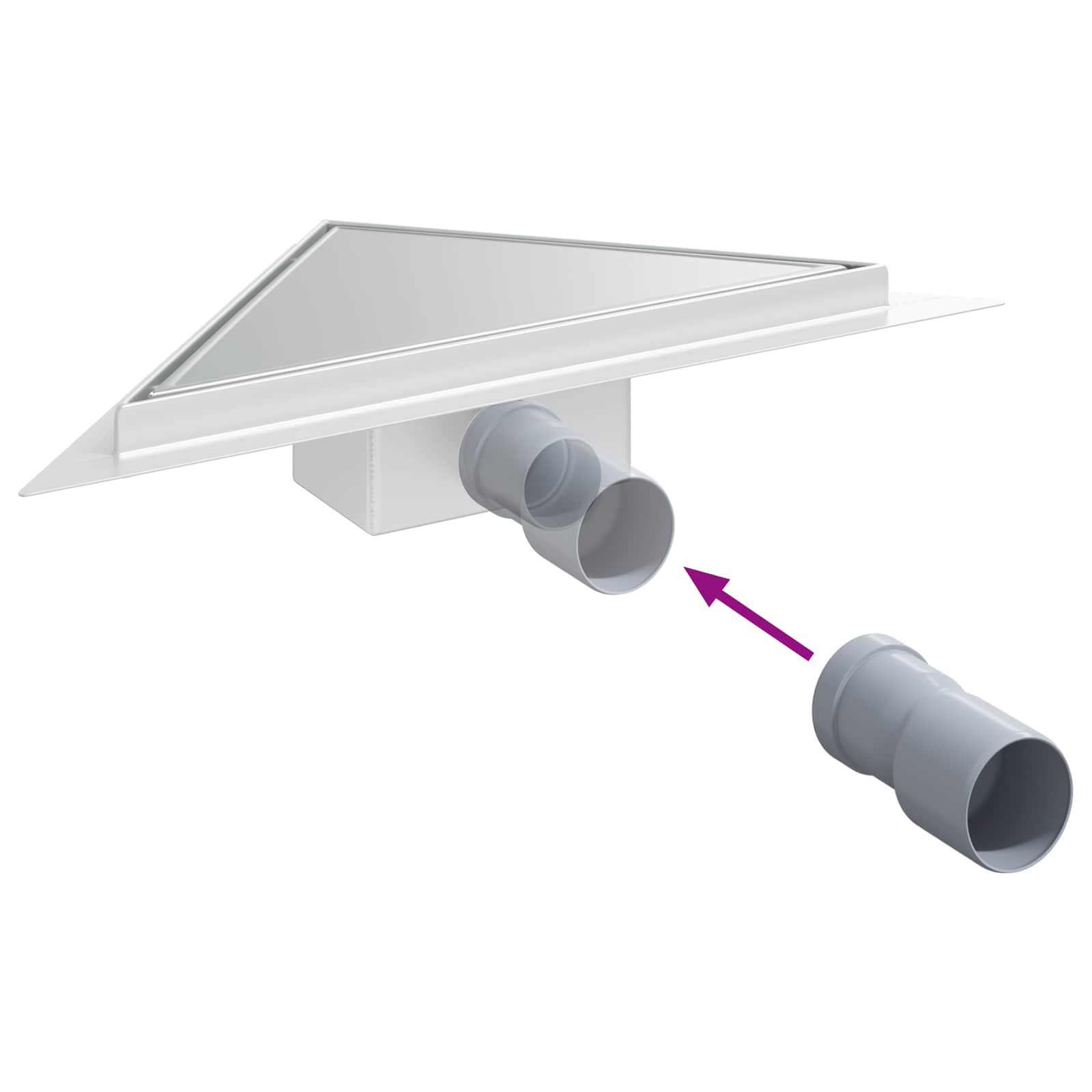 2 az 1-ben háromszög zuhanytálca ezüst 25 x 25 cm