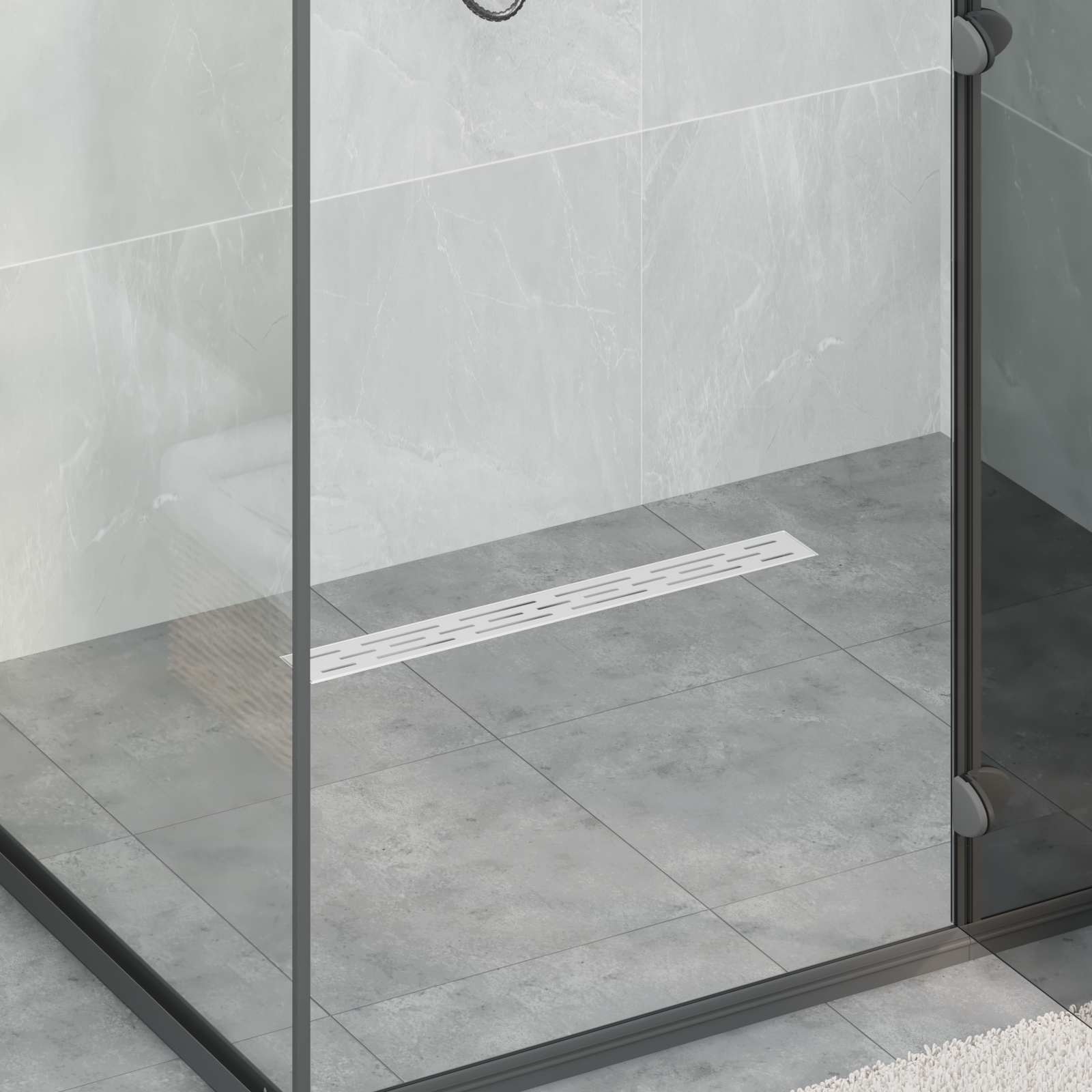 362 fok zuhany lefolyó vonal dizájnnal ezüst 60 cm